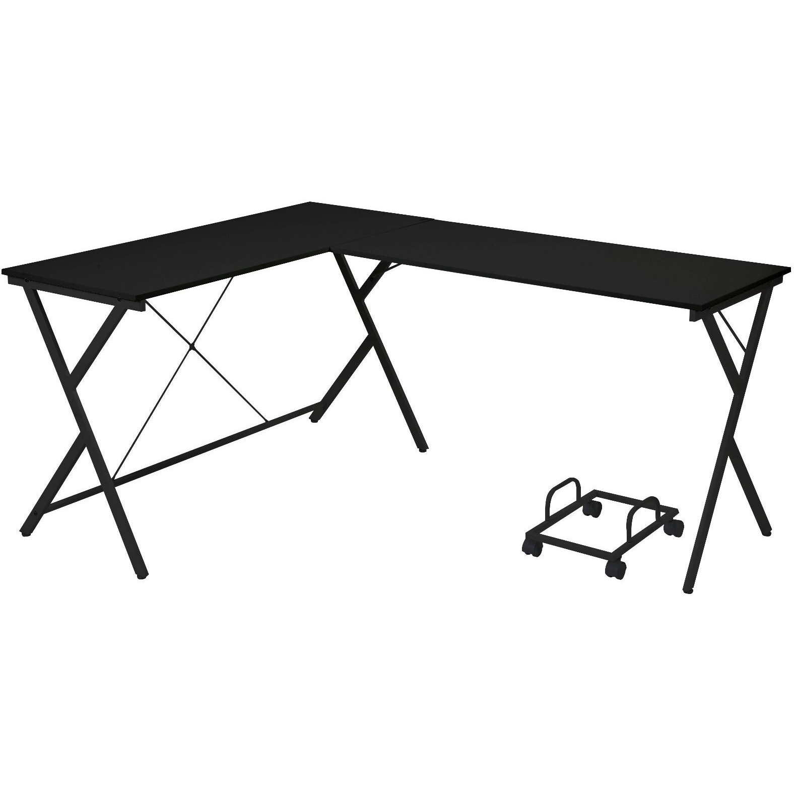 62"" Black L Shape Computer Desk