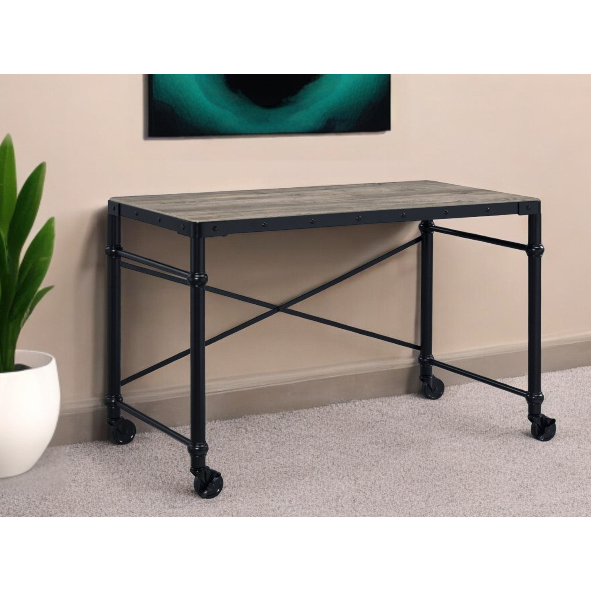 47"" Brown And Black Writing Desk