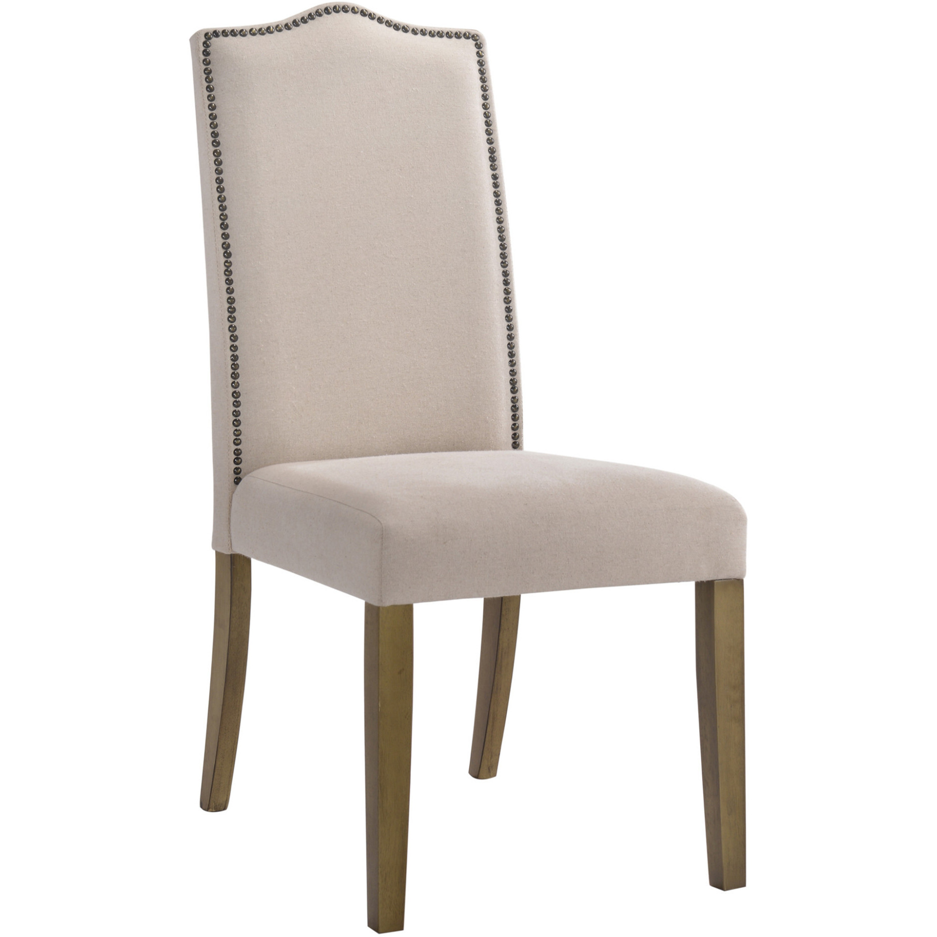Cream And Brown Upholstered Linen Dining Parsons Chair