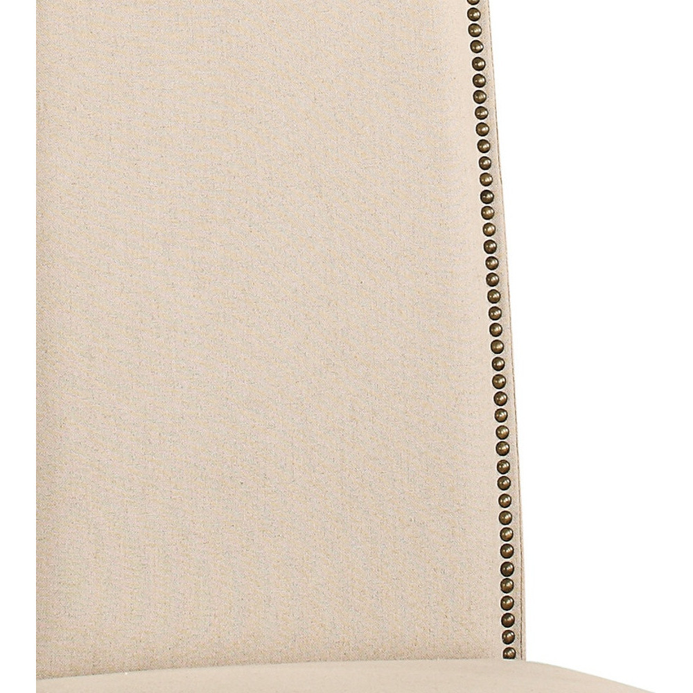 Cream And Chestnut Upholstered Linen Dining Parsons Chair