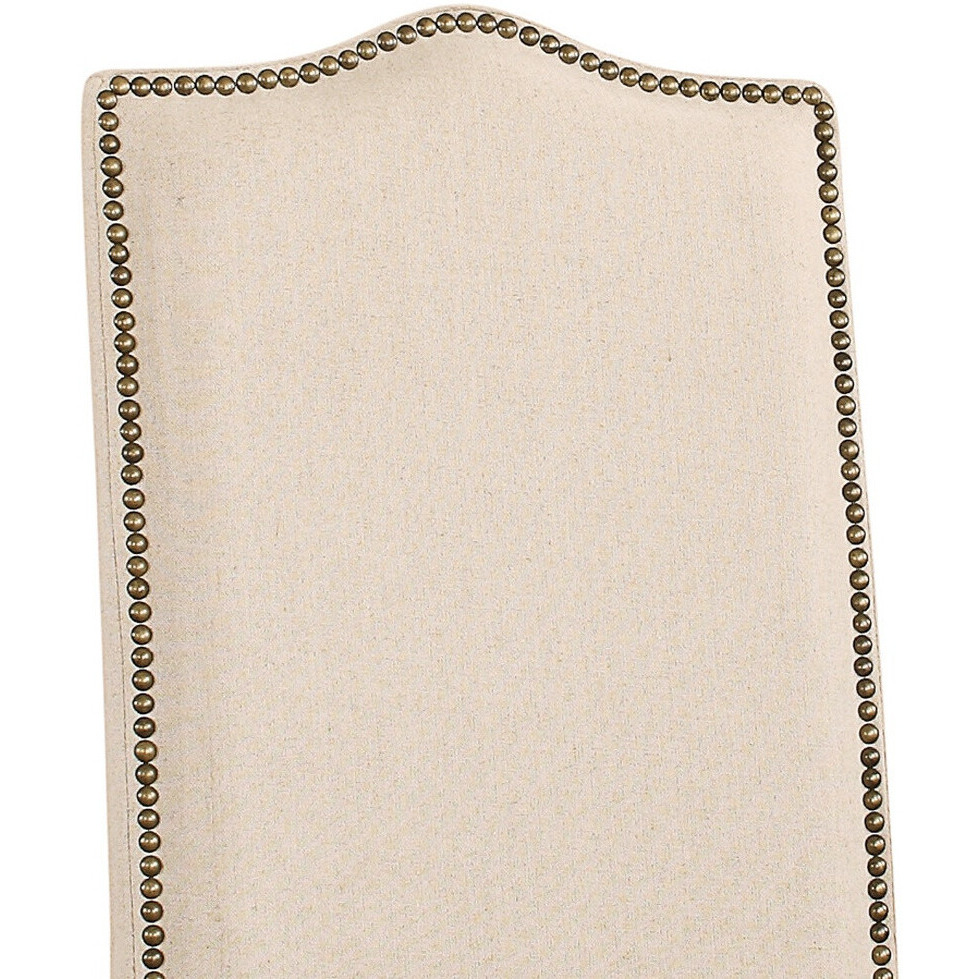 Cream And Gray Upholstered Linen Dining Parsons Chair
