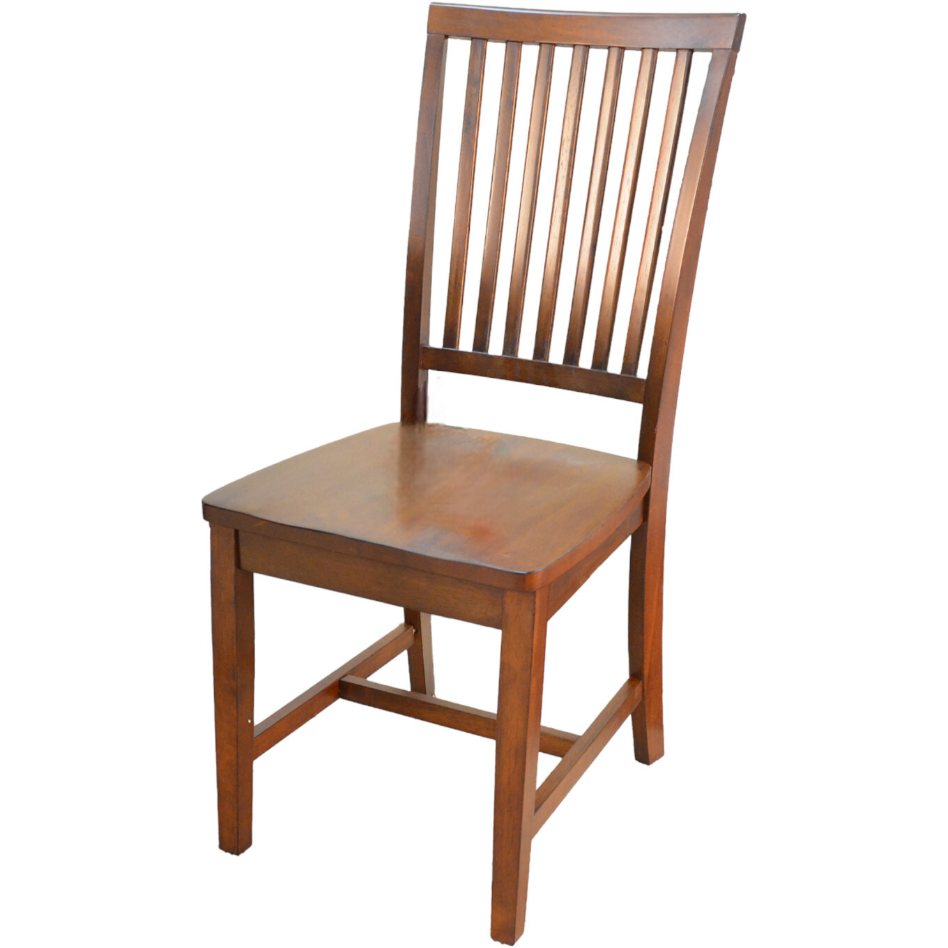 Chestnut Wood Slat Back Dining Side Chair