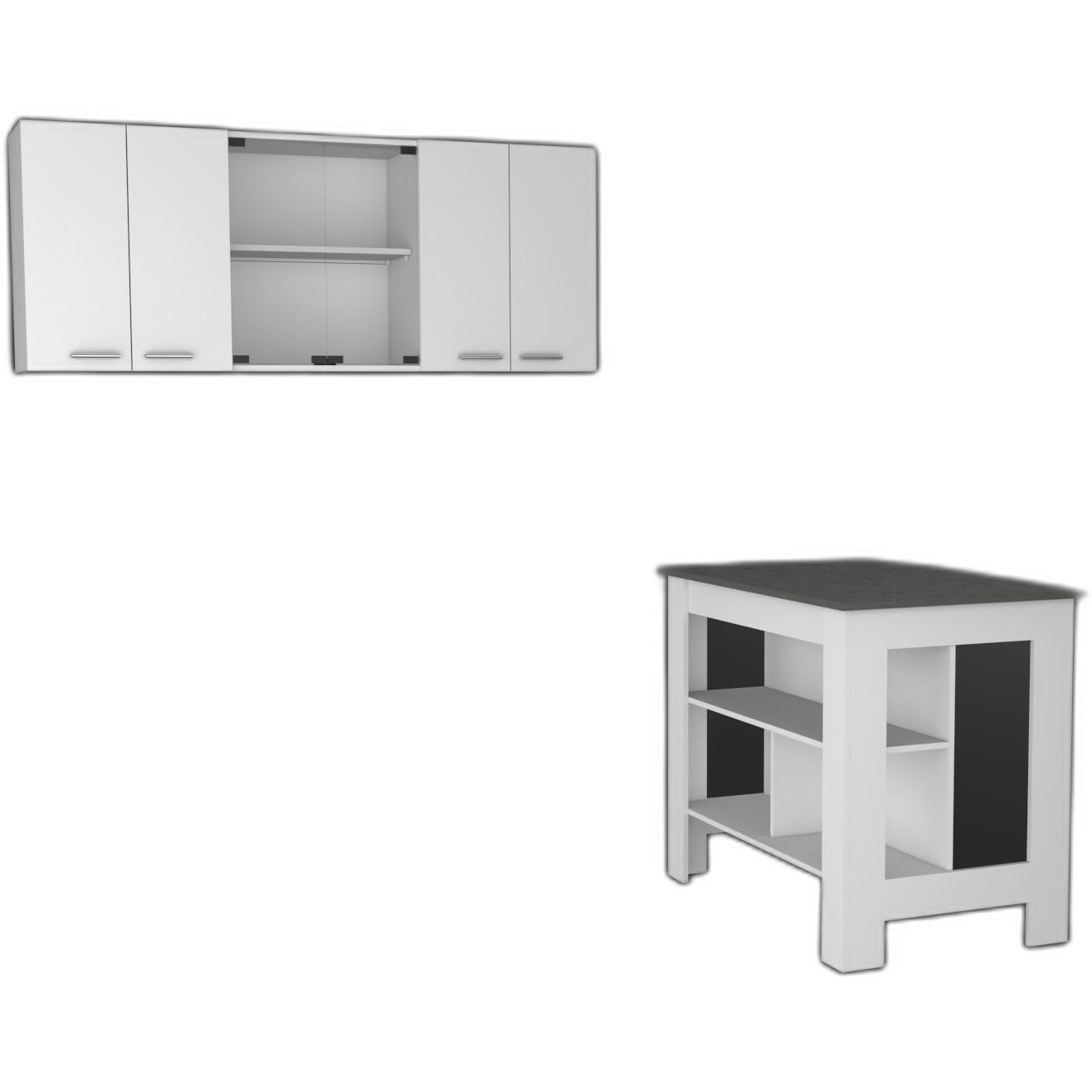 White And Dark Brown 41"" Kitchen Island Set With Storage