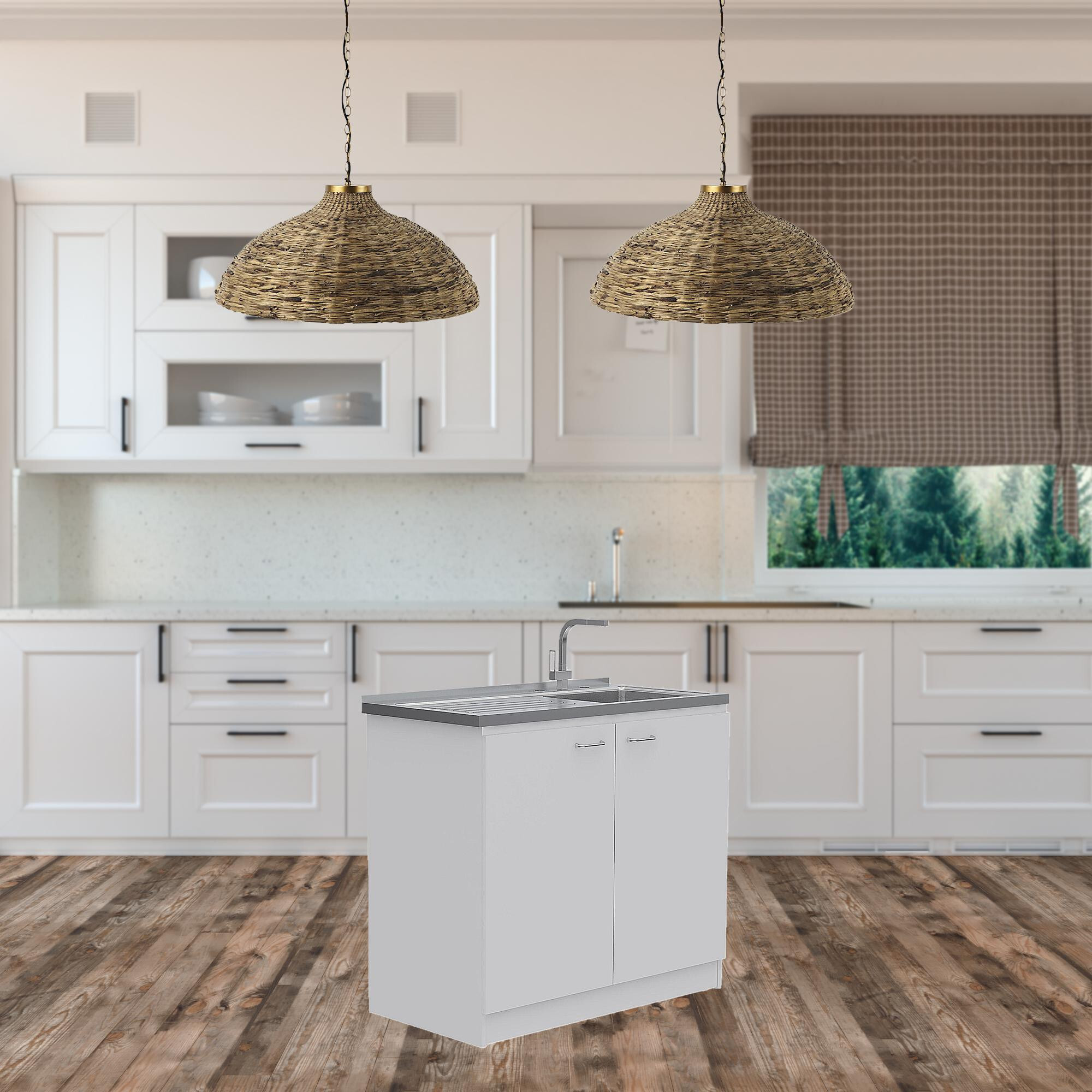 White 39"" Kitchen Island Set
