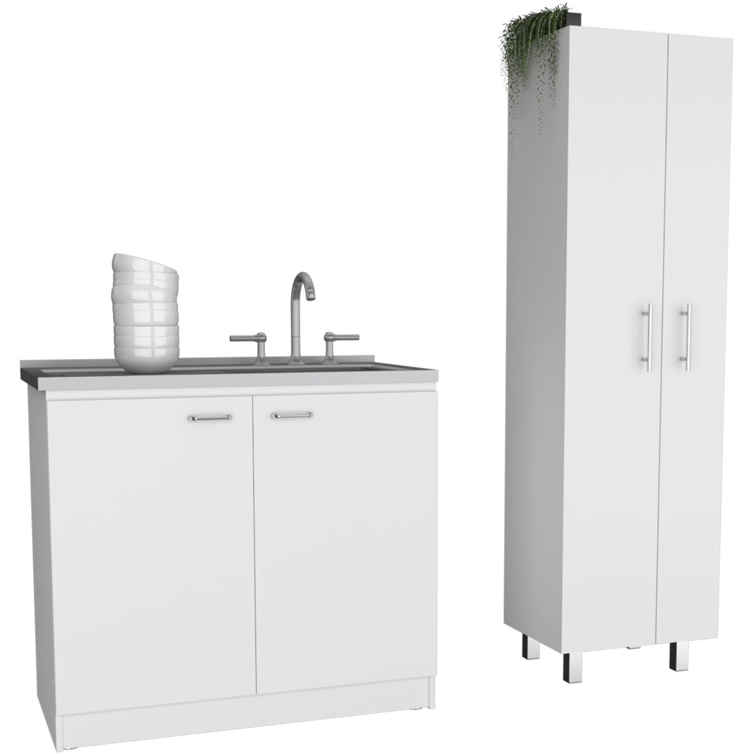 White 39"" Kitchen Island Set