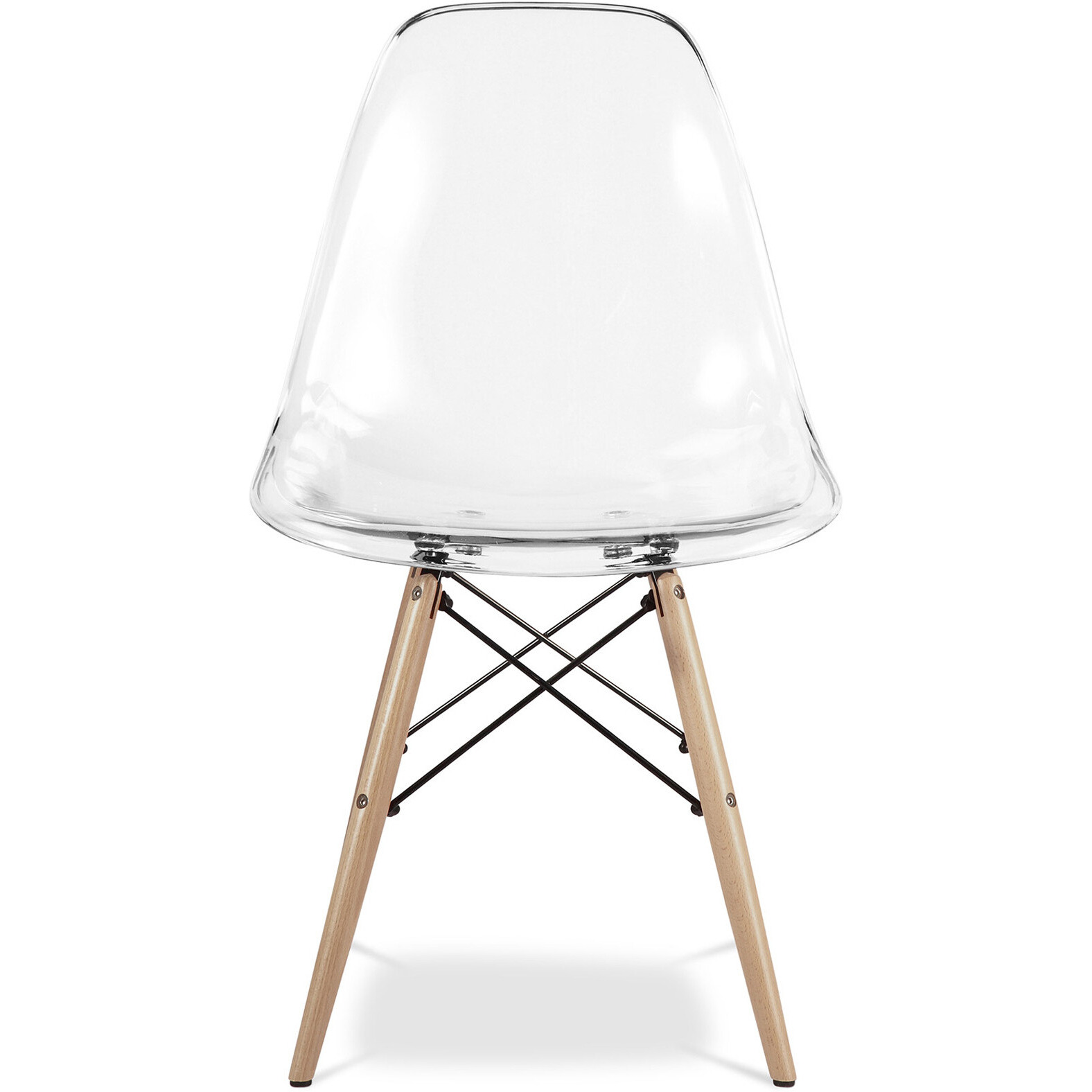 Clear And Natural Heavy Duty Plastic And Wood Dining Side Chair