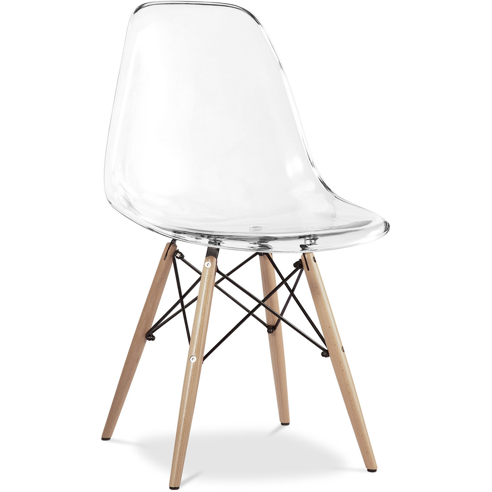 Clear And Natural Heavy Duty Plastic And Wood Dining Side Chair