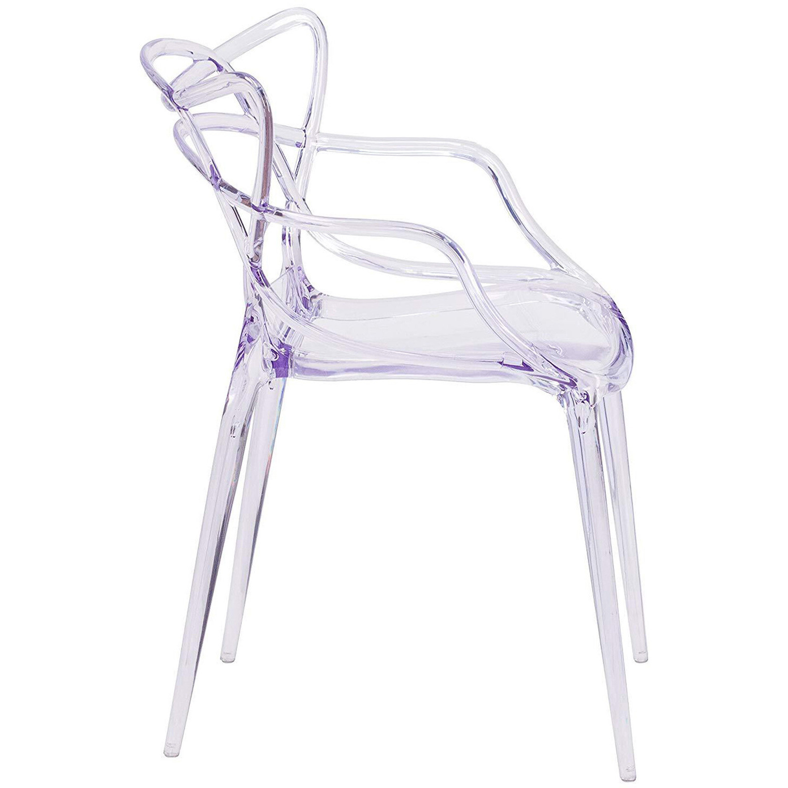 Clear Acrylic Open Back Dining Arm Chair