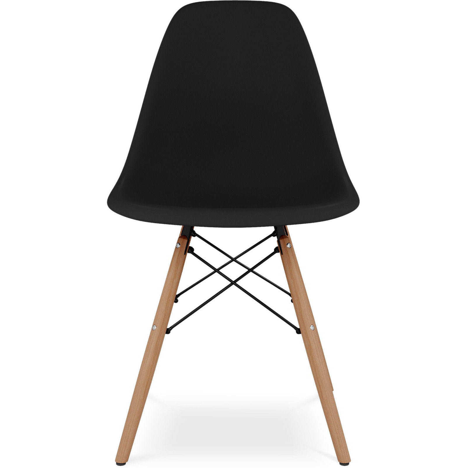 Black And Natural Heavy Duty Plastic And Wood Dining Side Chair