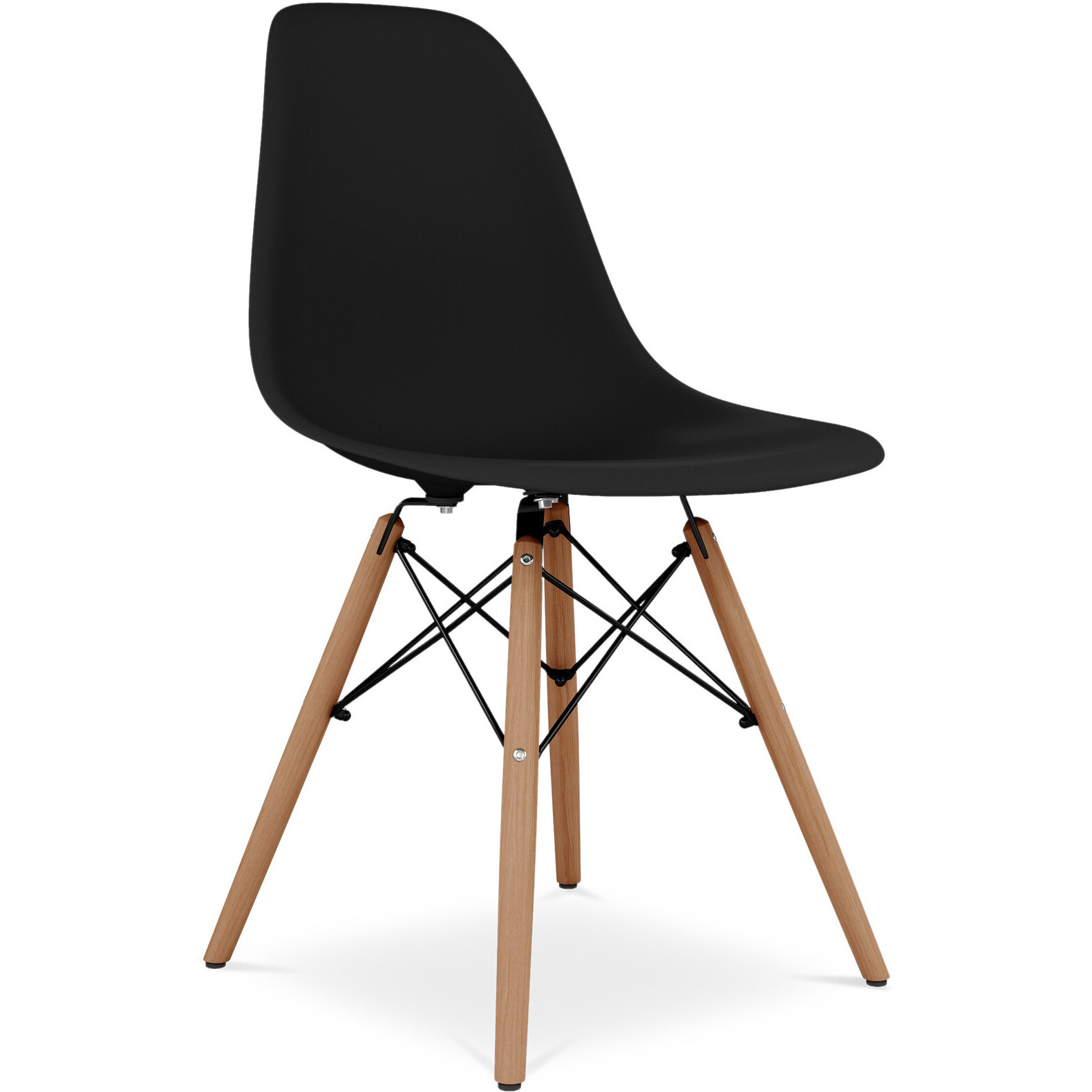 Black And Natural Heavy Duty Plastic And Wood Dining Side Chair