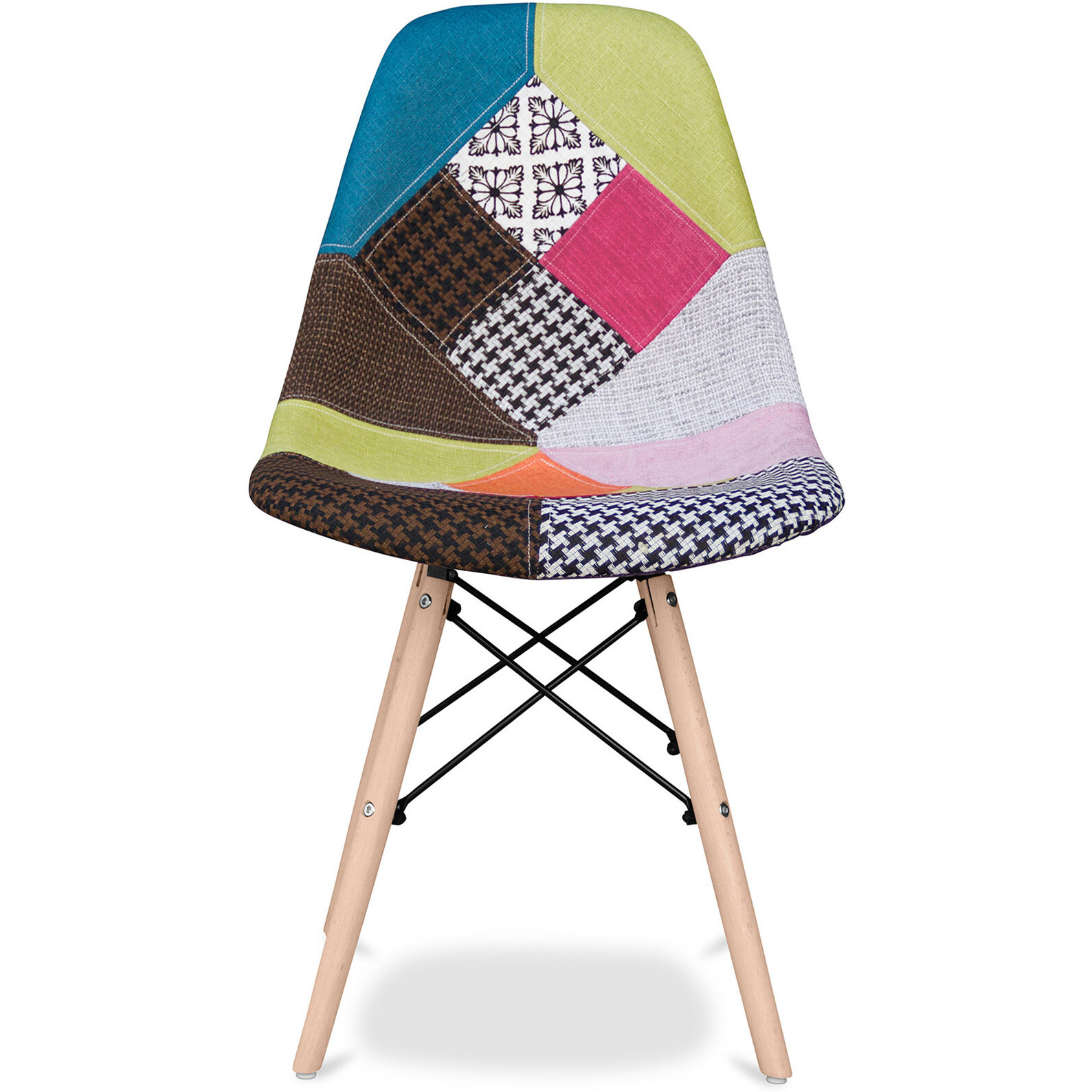 Brown Green And Pink And Natural Upholstered Fabric Dining Side Chair