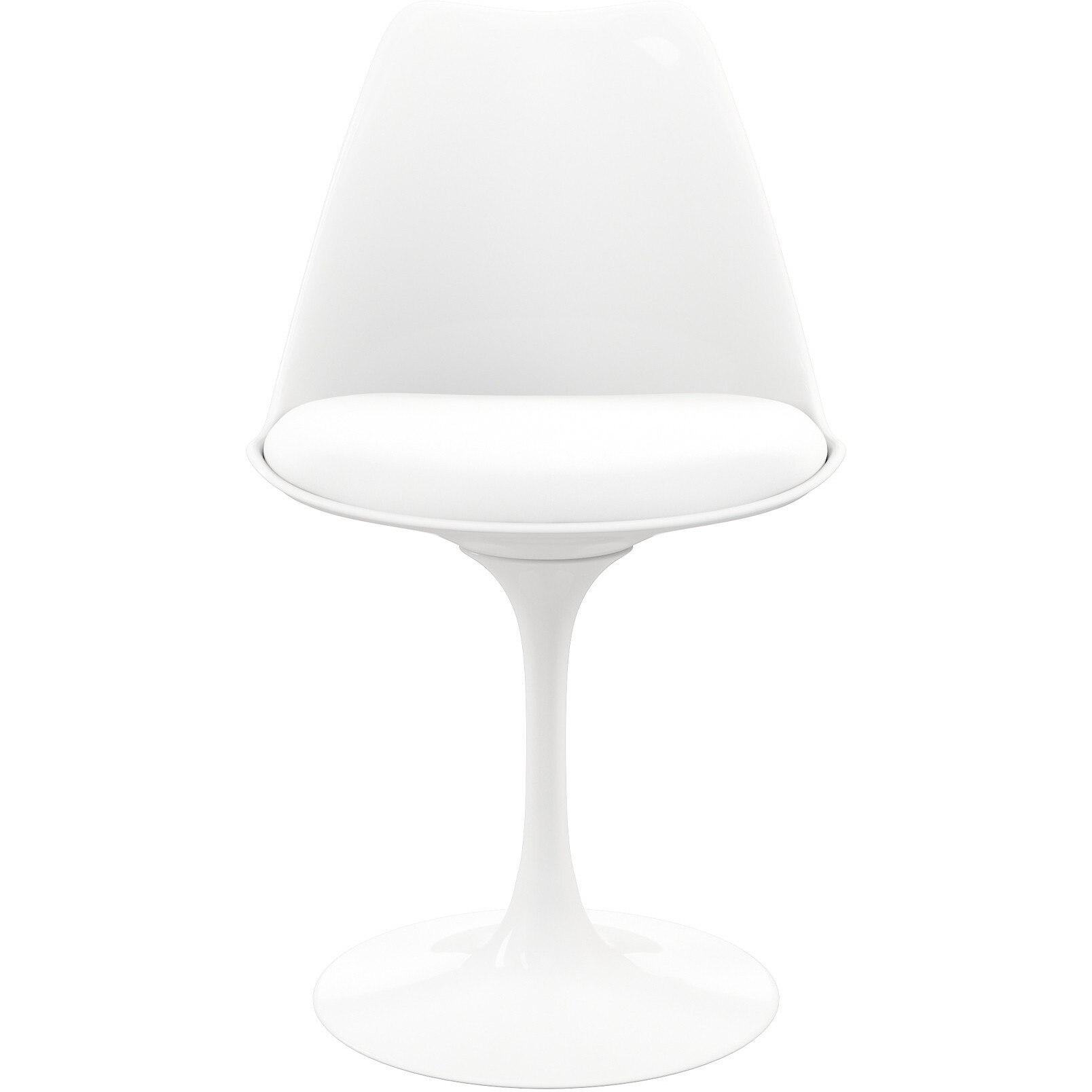 White Heavy Duty Plastic Dining Side Chair With Faux Leather Cushion