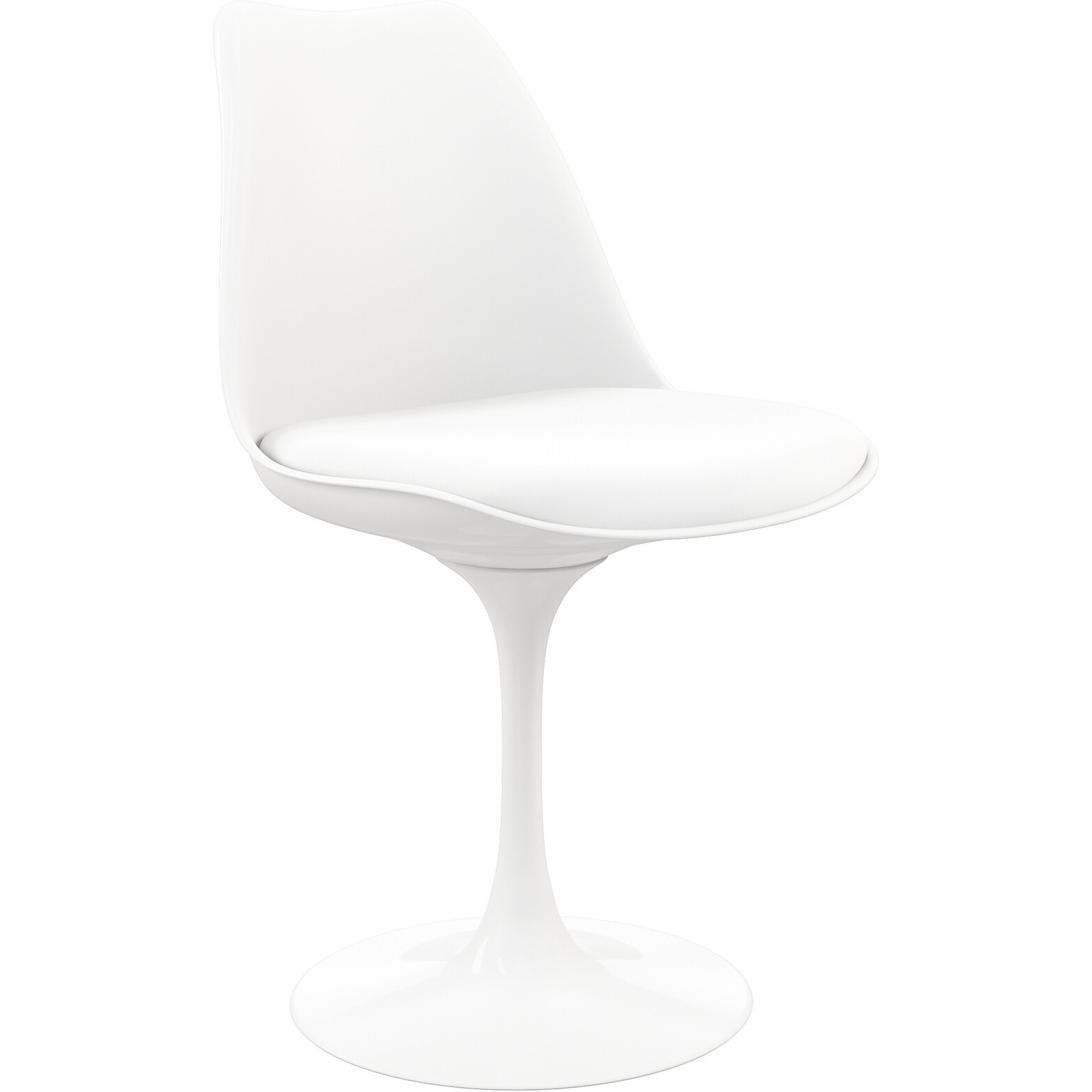 White Heavy Duty Plastic Dining Side Chair With Faux Leather Cushion