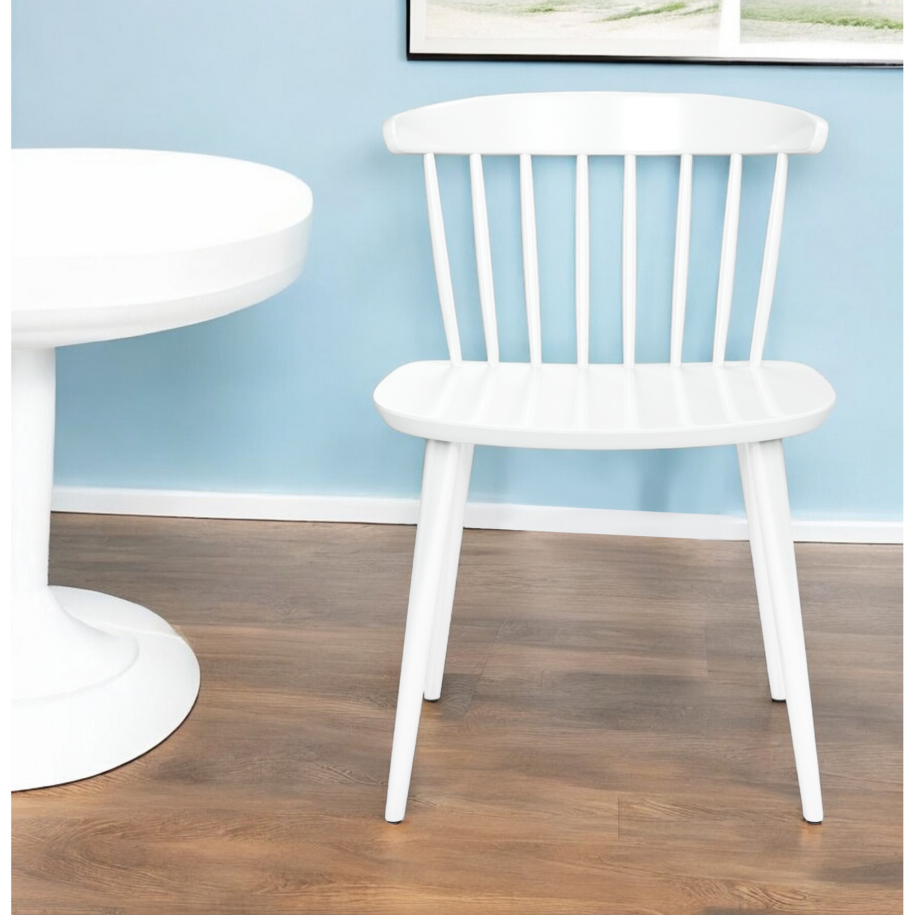 White Heavy Duty Plastic Slat Back Dining Side Chair
