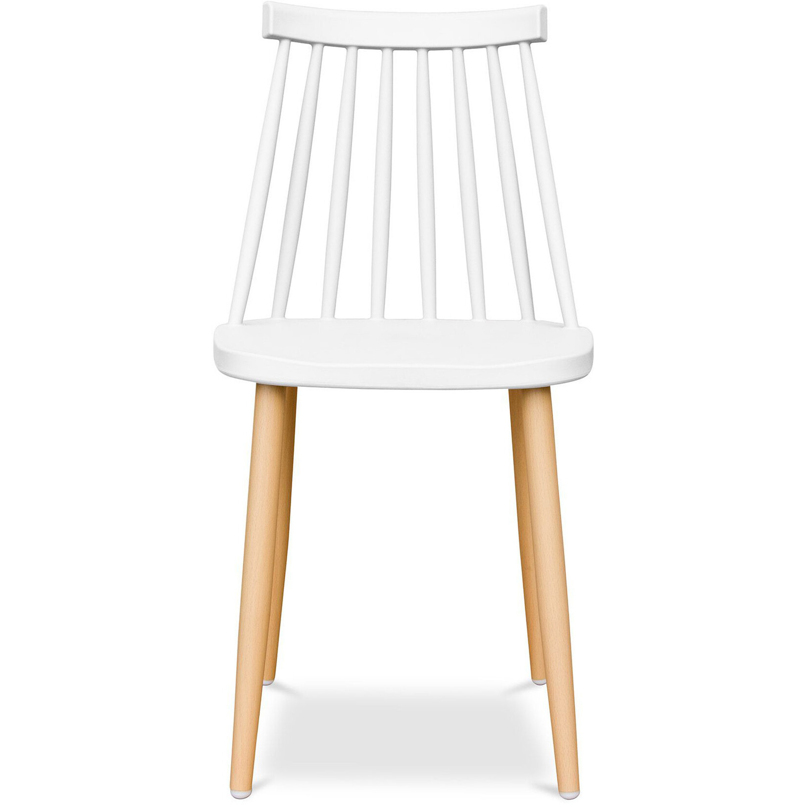 White And Natural Heavy Duty Plastic And Steel Windsor Back Dining Side Chair