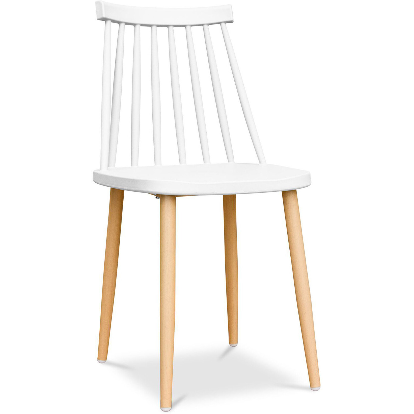 White And Natural Heavy Duty Plastic And Steel Windsor Back Dining Side Chair