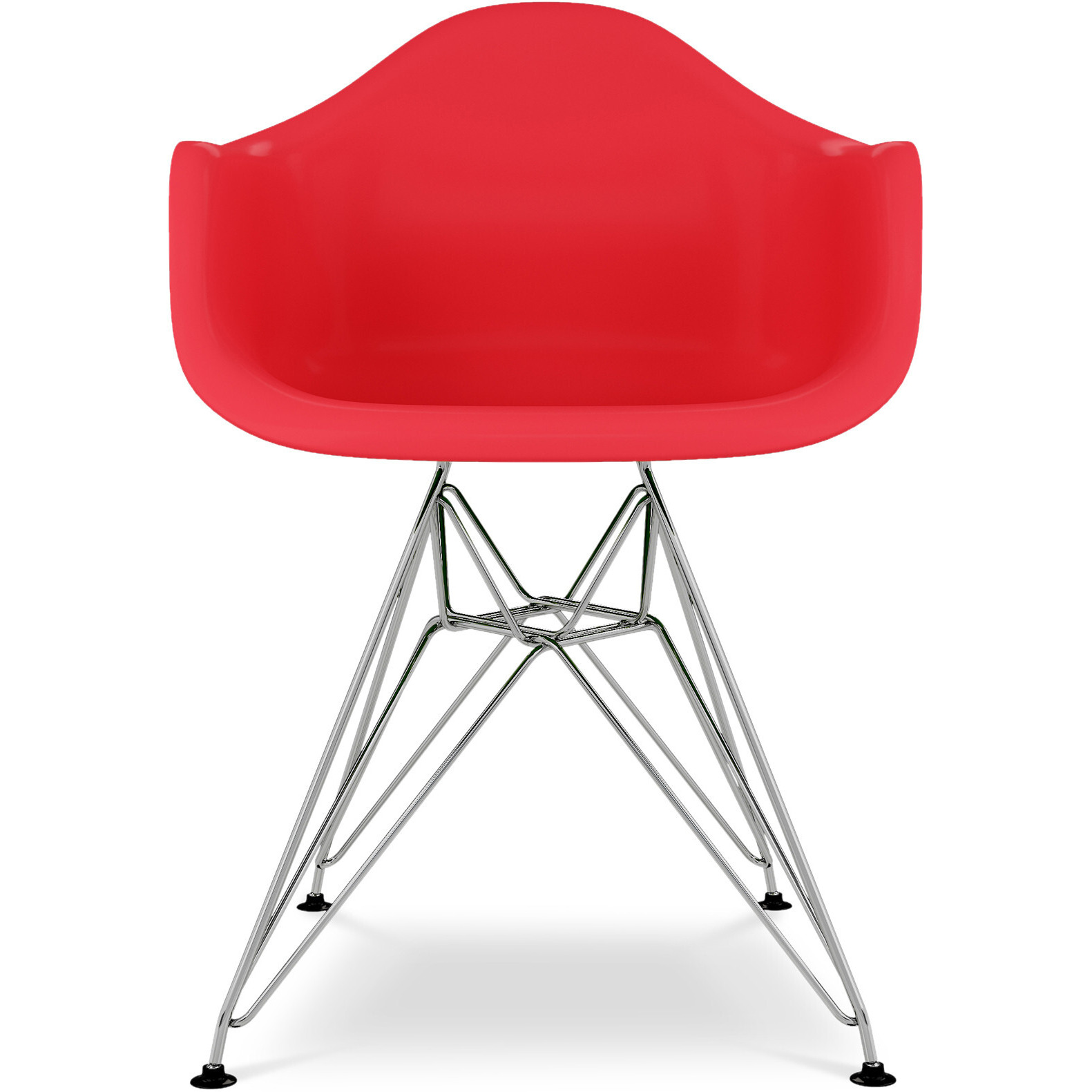 Red And Silver Heavy Duty Plastic Dining Arm Chair