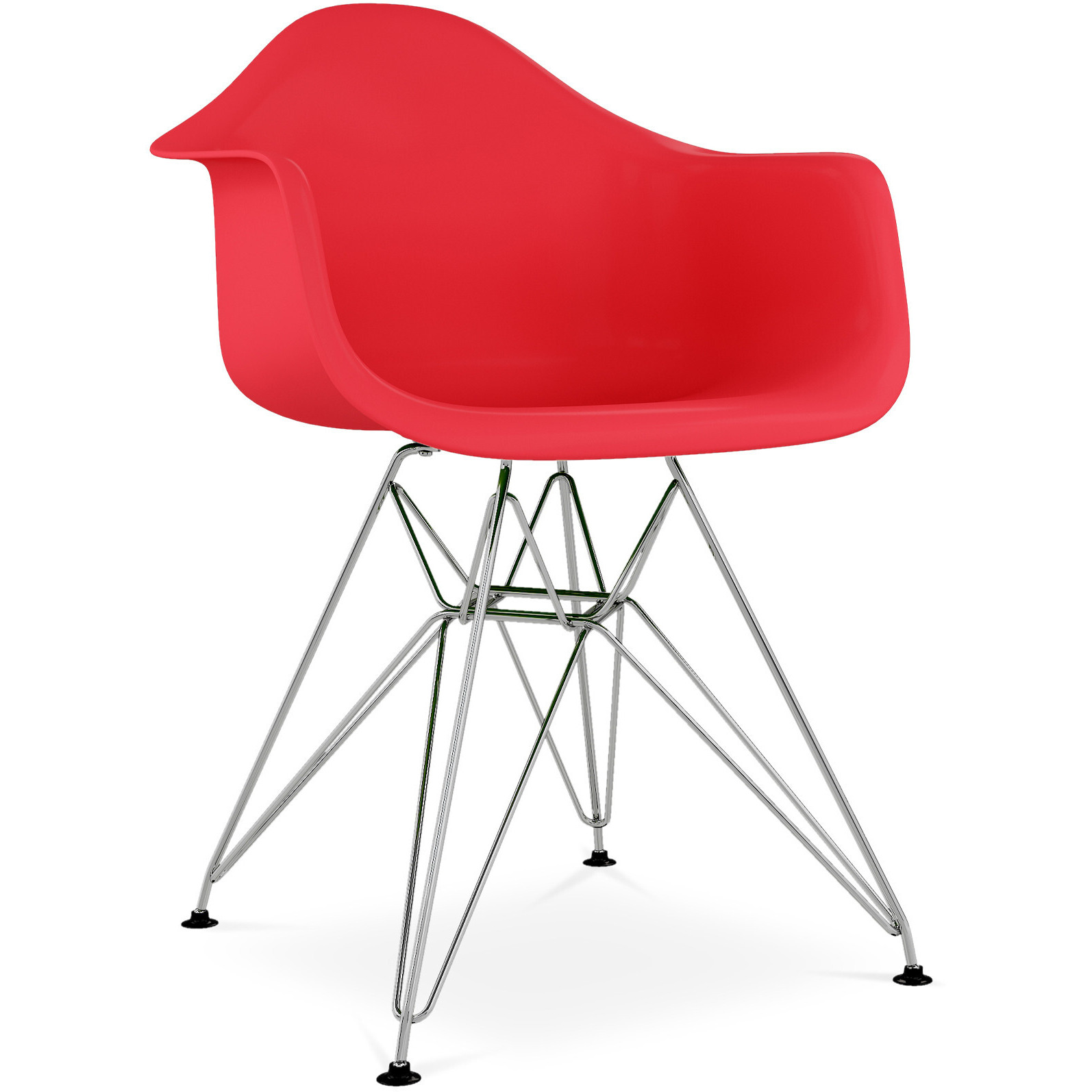 Red And Silver Heavy Duty Plastic Dining Arm Chair