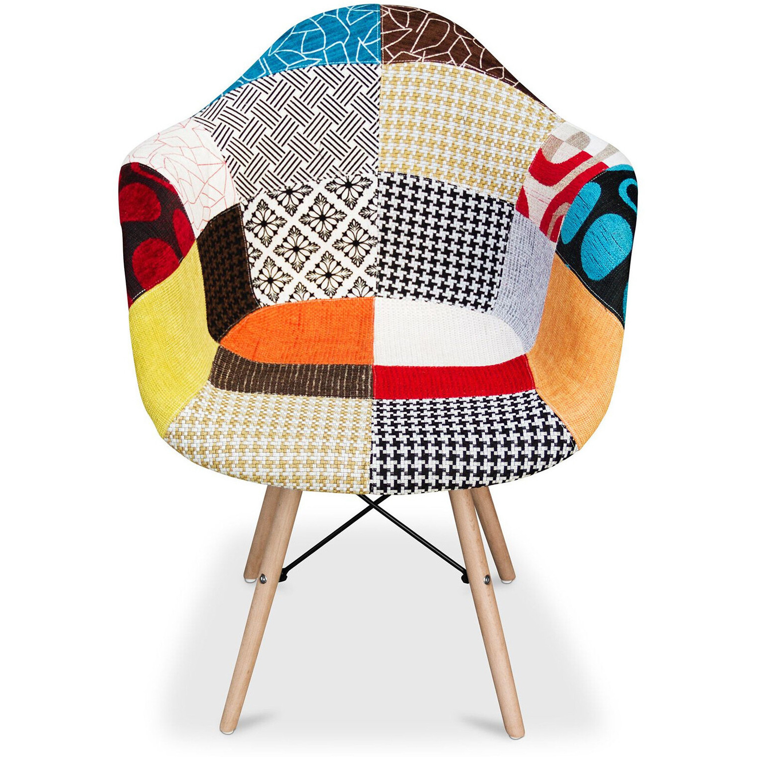 Black White And Rainbow And Natural Upholstered Fabric Dining Arm Chair