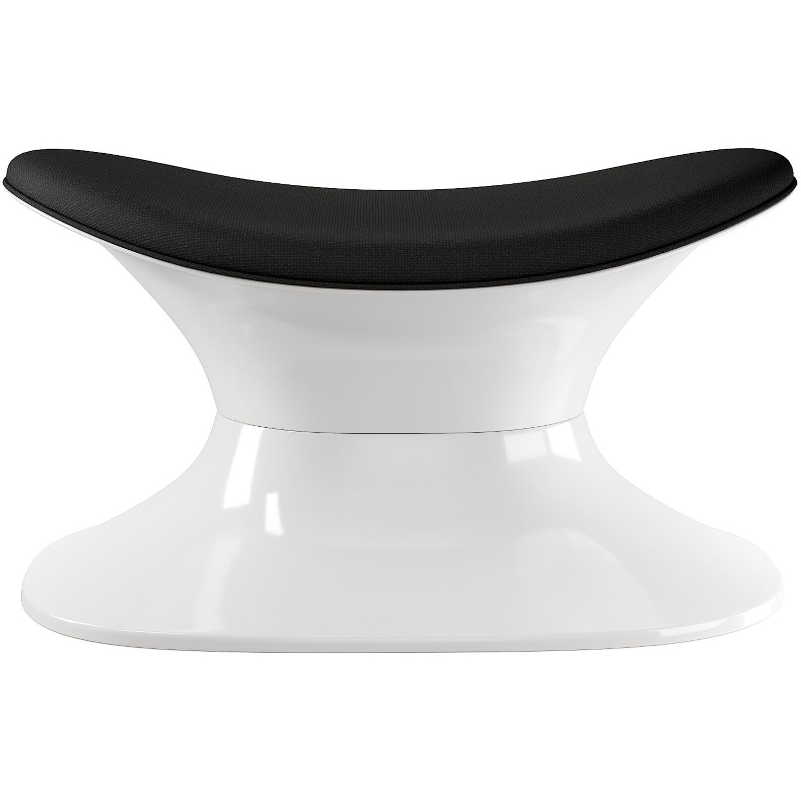 21"" Black And White Wool And Fiberglass Contempo Footstool Ottoman