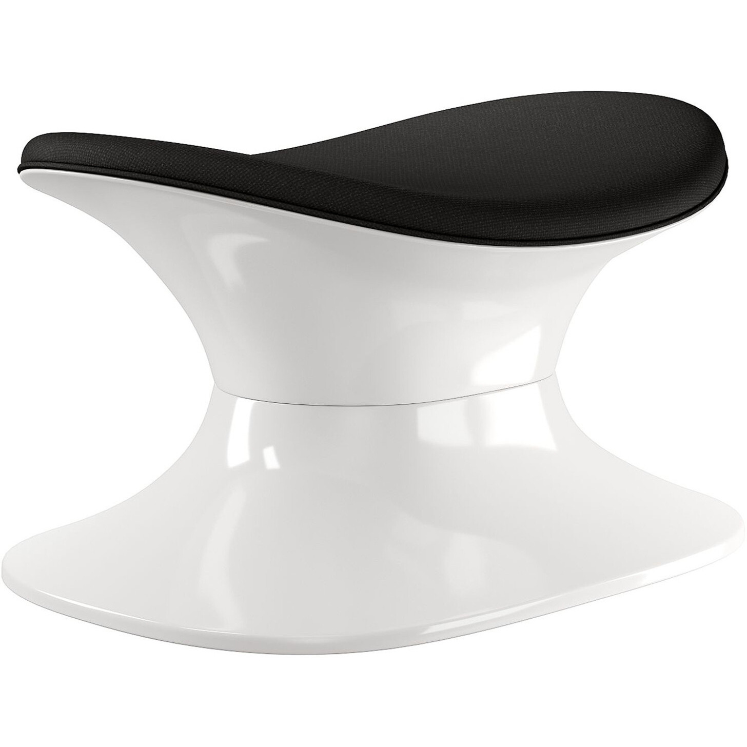 21"" Black And White Wool And Fiberglass Contempo Footstool Ottoman