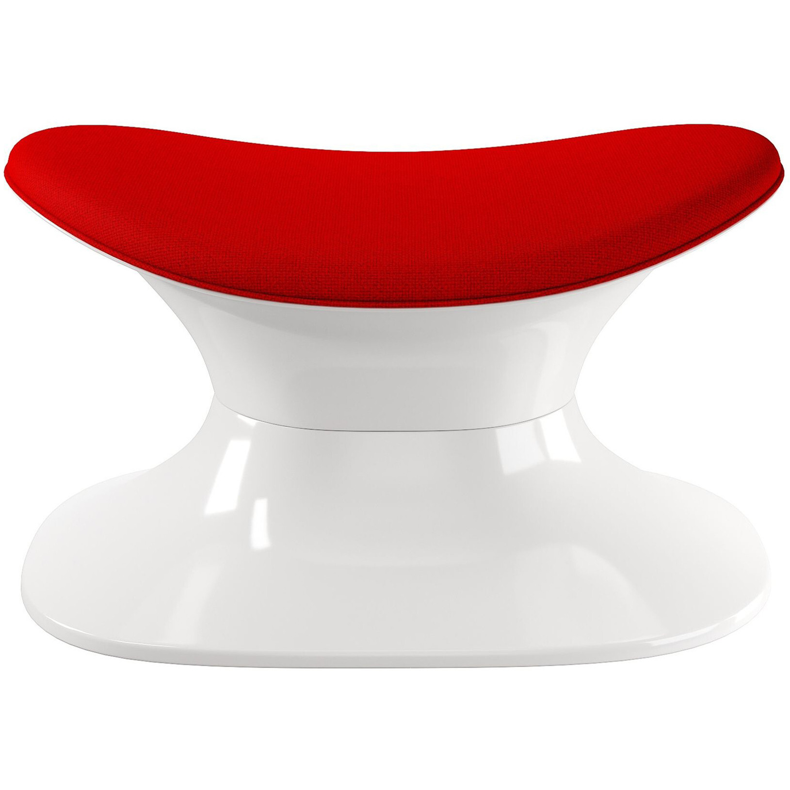 21"" Red And White Wool And Fiberglass Contempo Footstool Ottoman