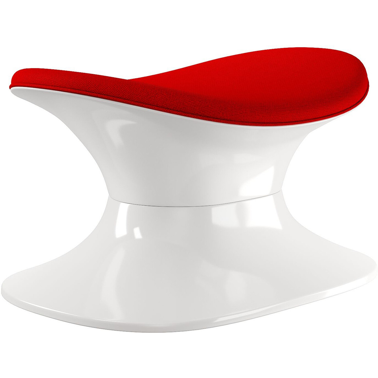 21"" Red And White Wool And Fiberglass Contempo Footstool Ottoman