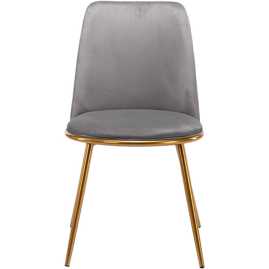 Gray And Gold Velvet And Metal Dining Side Chair