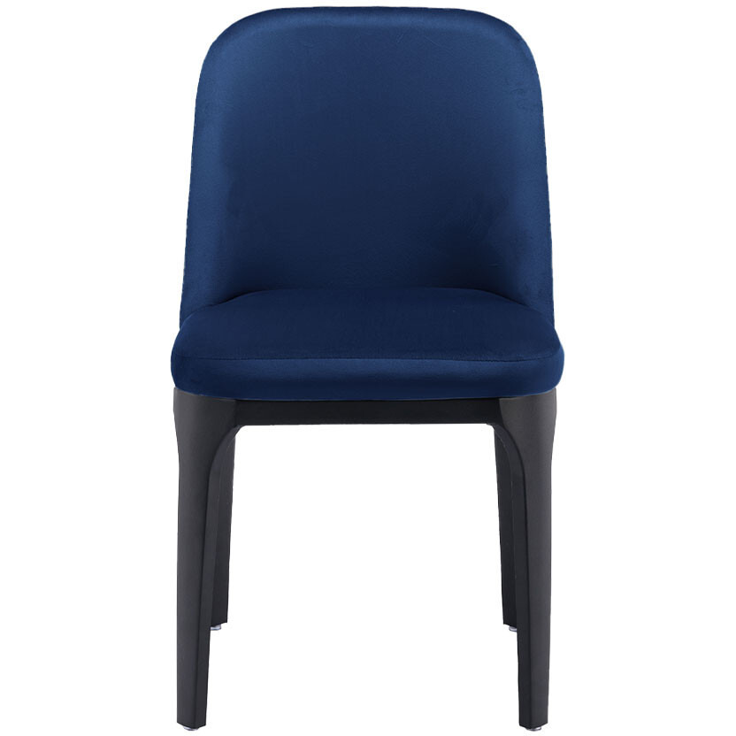 Blue And Black Velvet And Metal Dining Side Chair