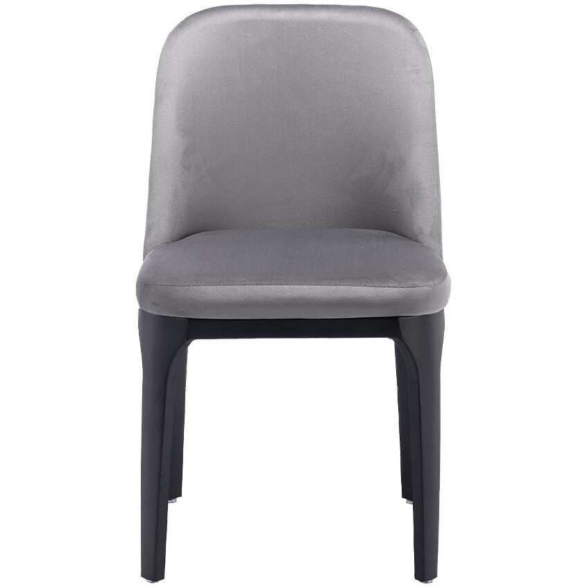 Gray And Black Upholstered Velvet Dining Side Chair