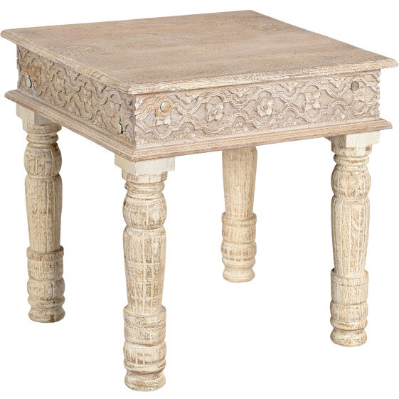 24"" Natural Distressed Solid Wood Square End Table