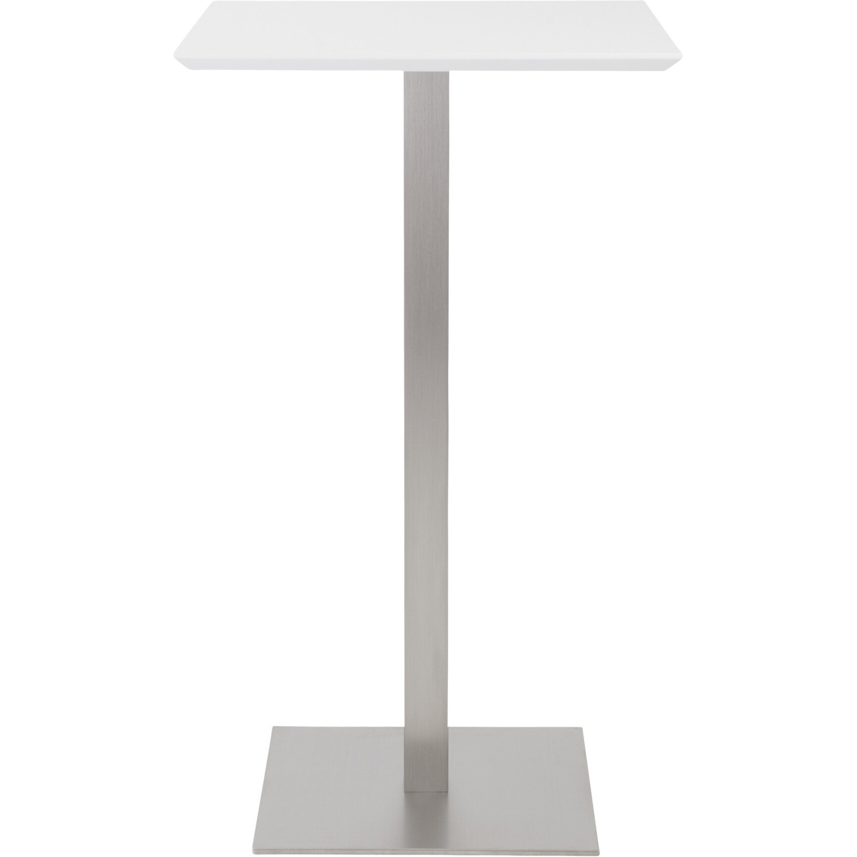 24"" White And Silver Metallic Square Steel Bar Table