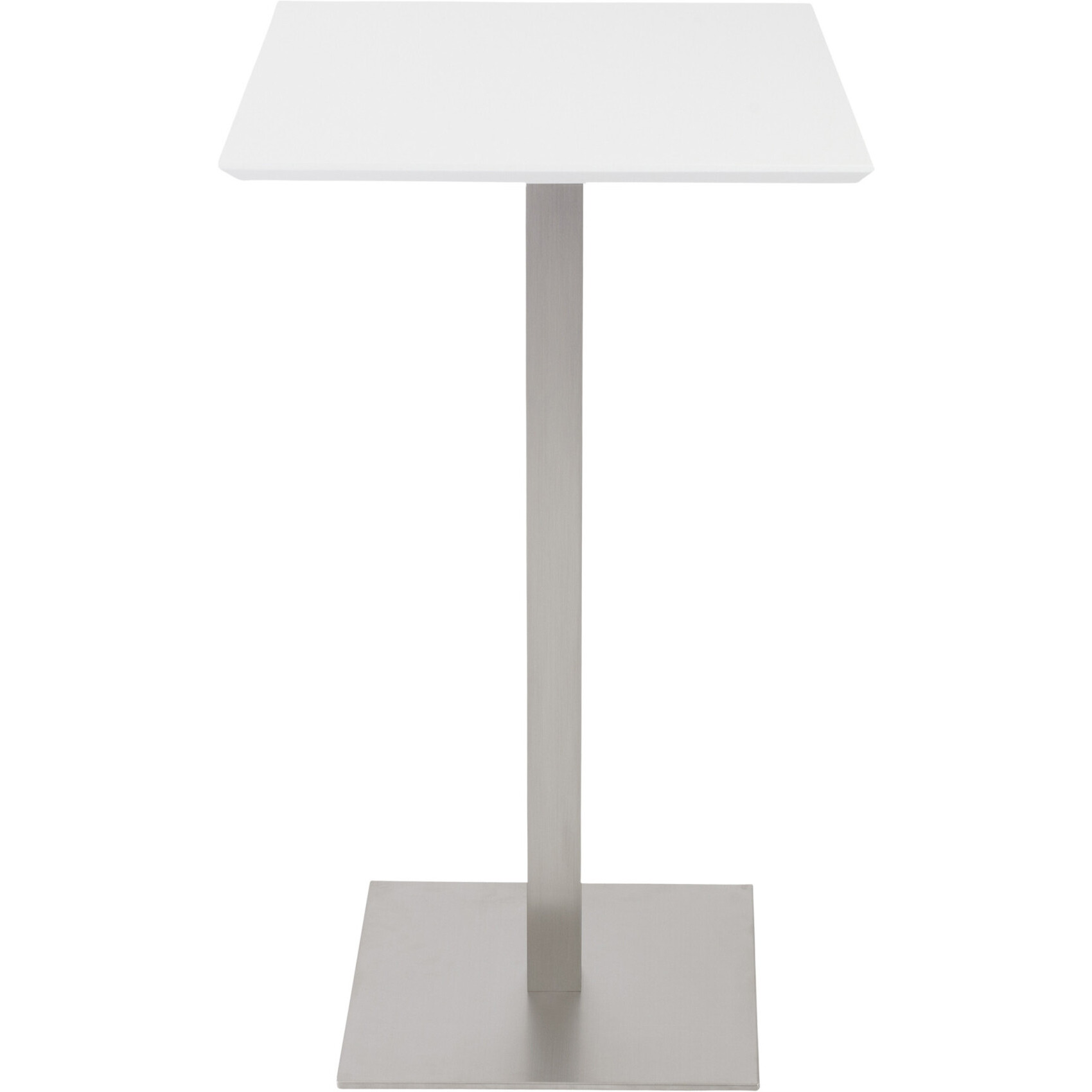 24"" White And Silver Metallic Square Steel Bar Table