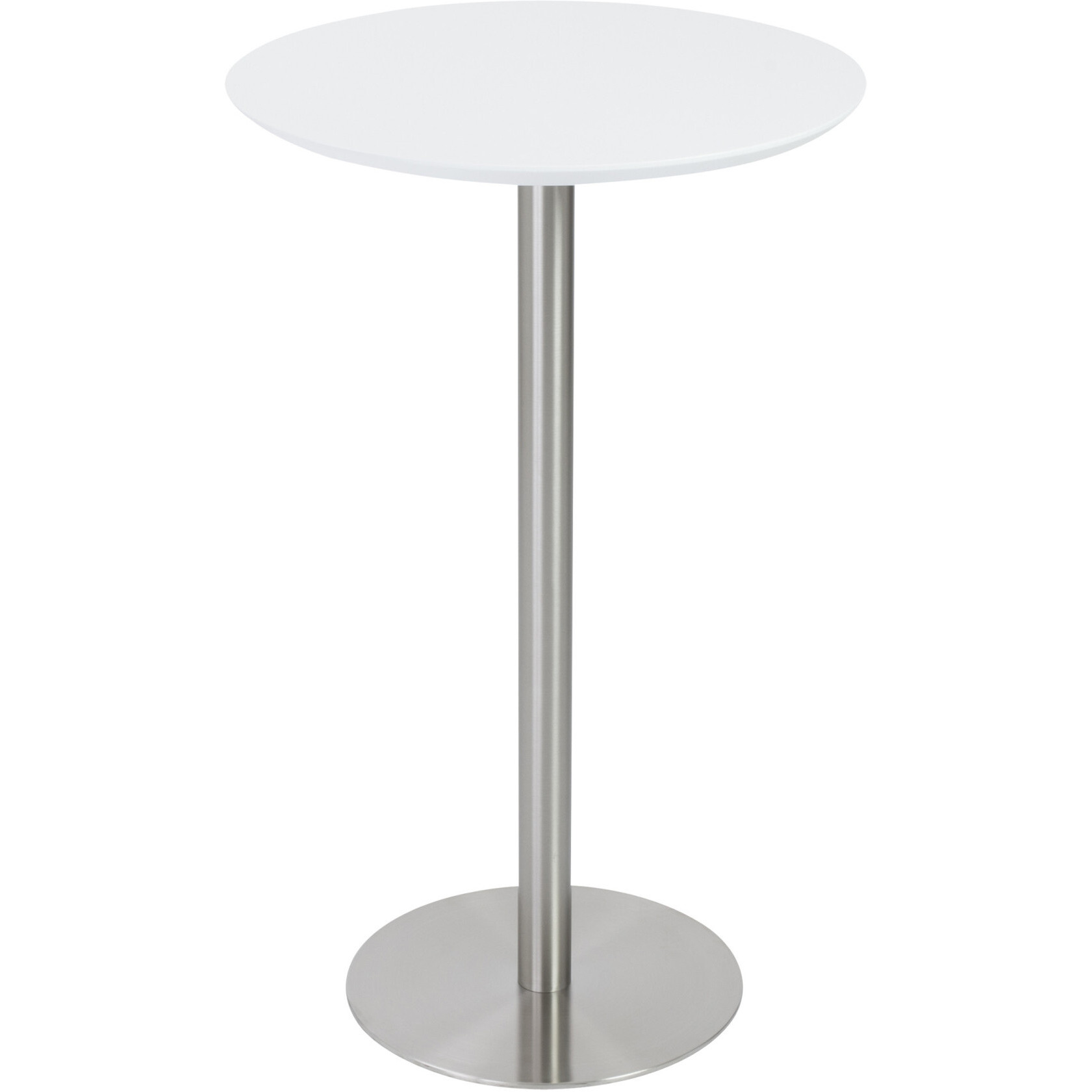 26"" White And Silver Metallic Rounded Steel Bar Table