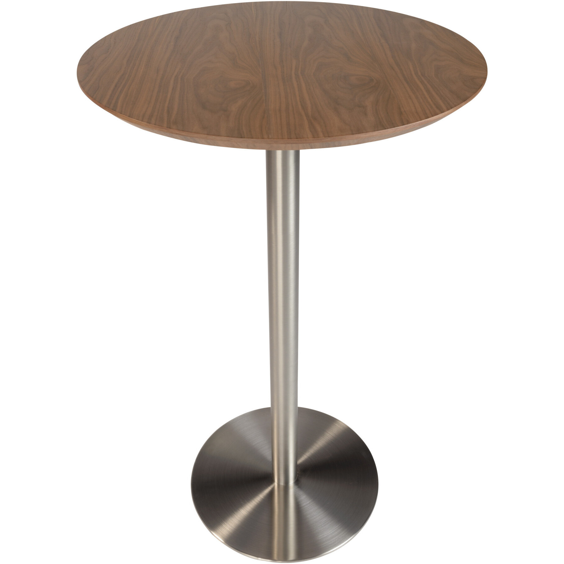 26"" Wood Brown And Silver Metallic Rounded Steel Bar Table