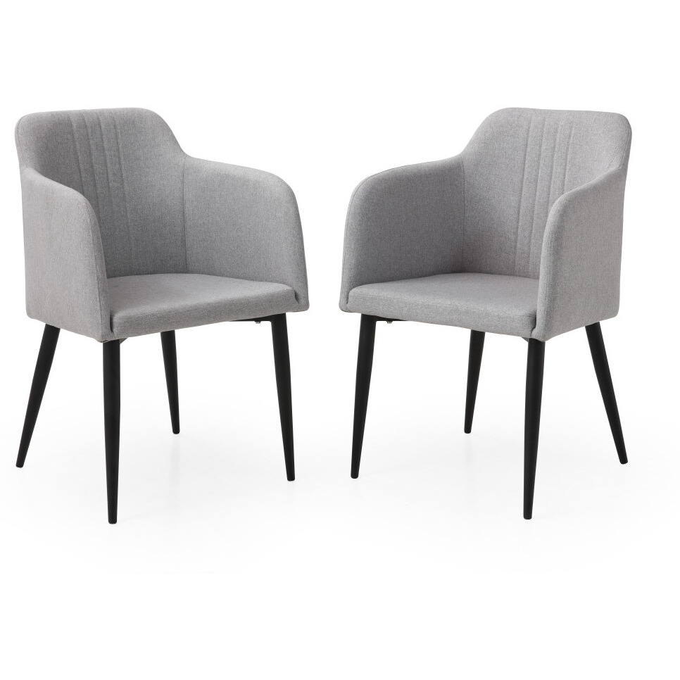Set Of Two 23"" Light Gray And Black Upholstered Arm Chair
