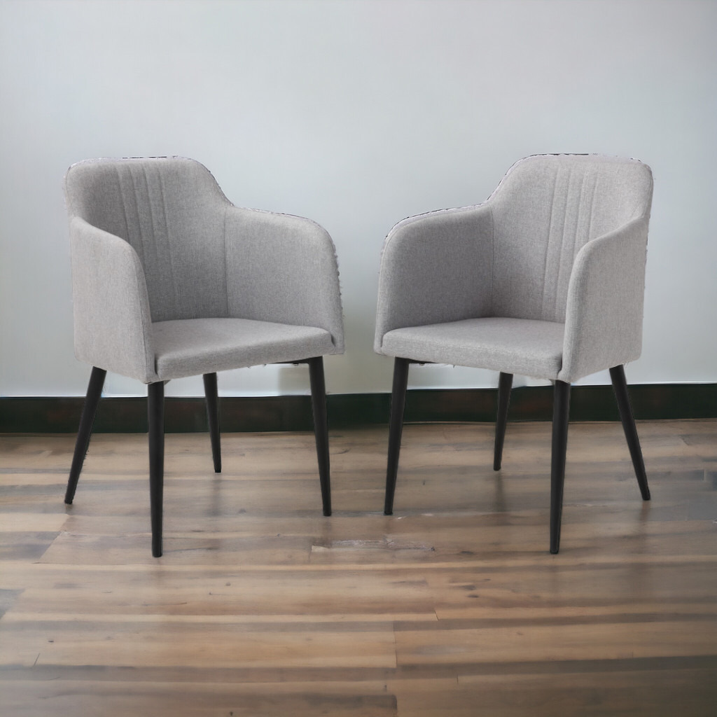 Set Of Two 23"" Light Gray And Black Upholstered Arm Chair