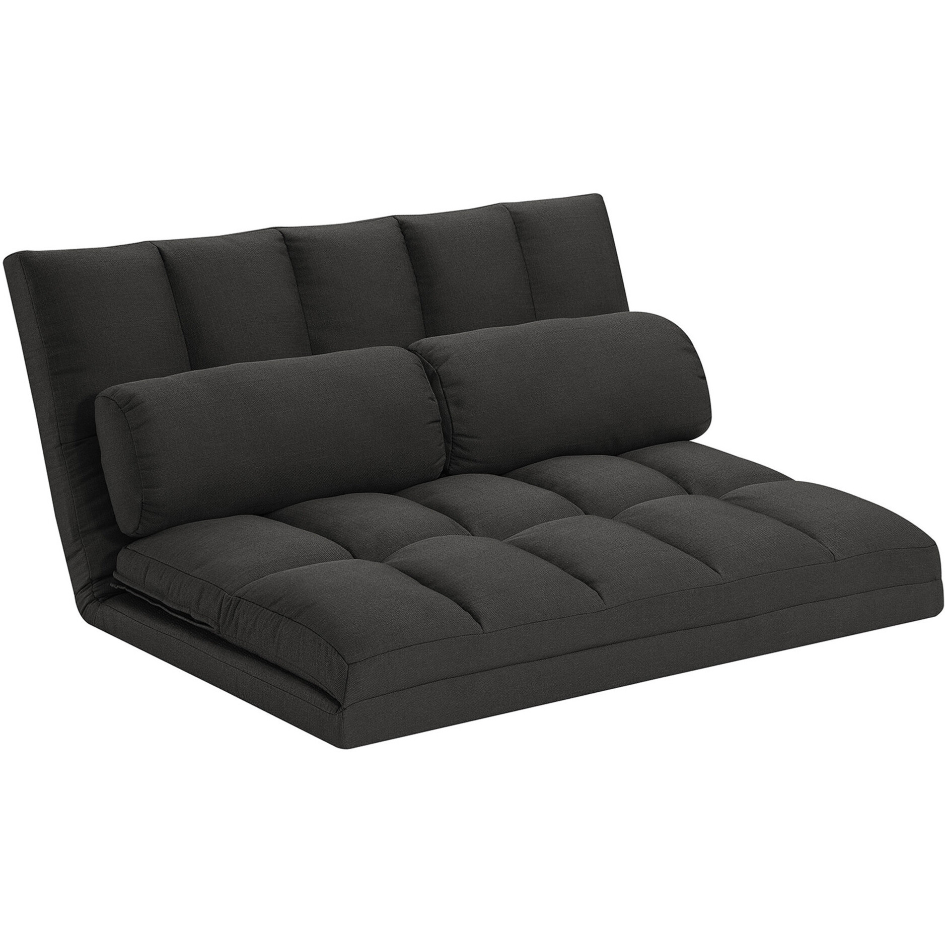 45"" Gray Futon Convertible Sleeper Loveseat And Toss Pillows