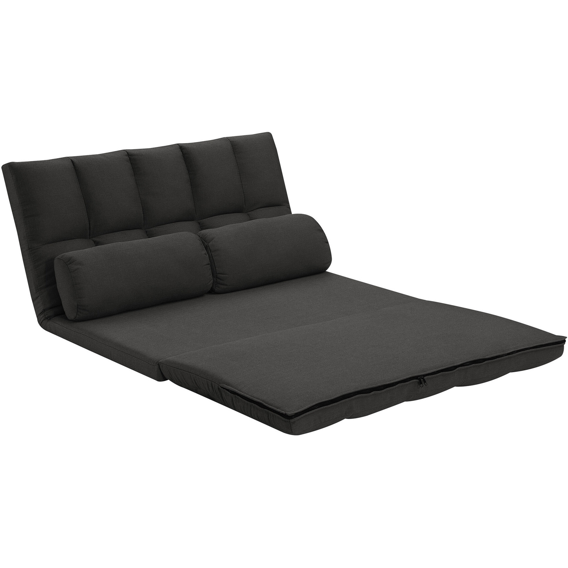 45"" Gray Futon Convertible Sleeper Loveseat And Toss Pillows