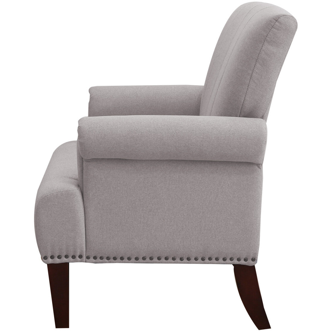 30"" Light Gray And Brown Upholstered Arm Chair