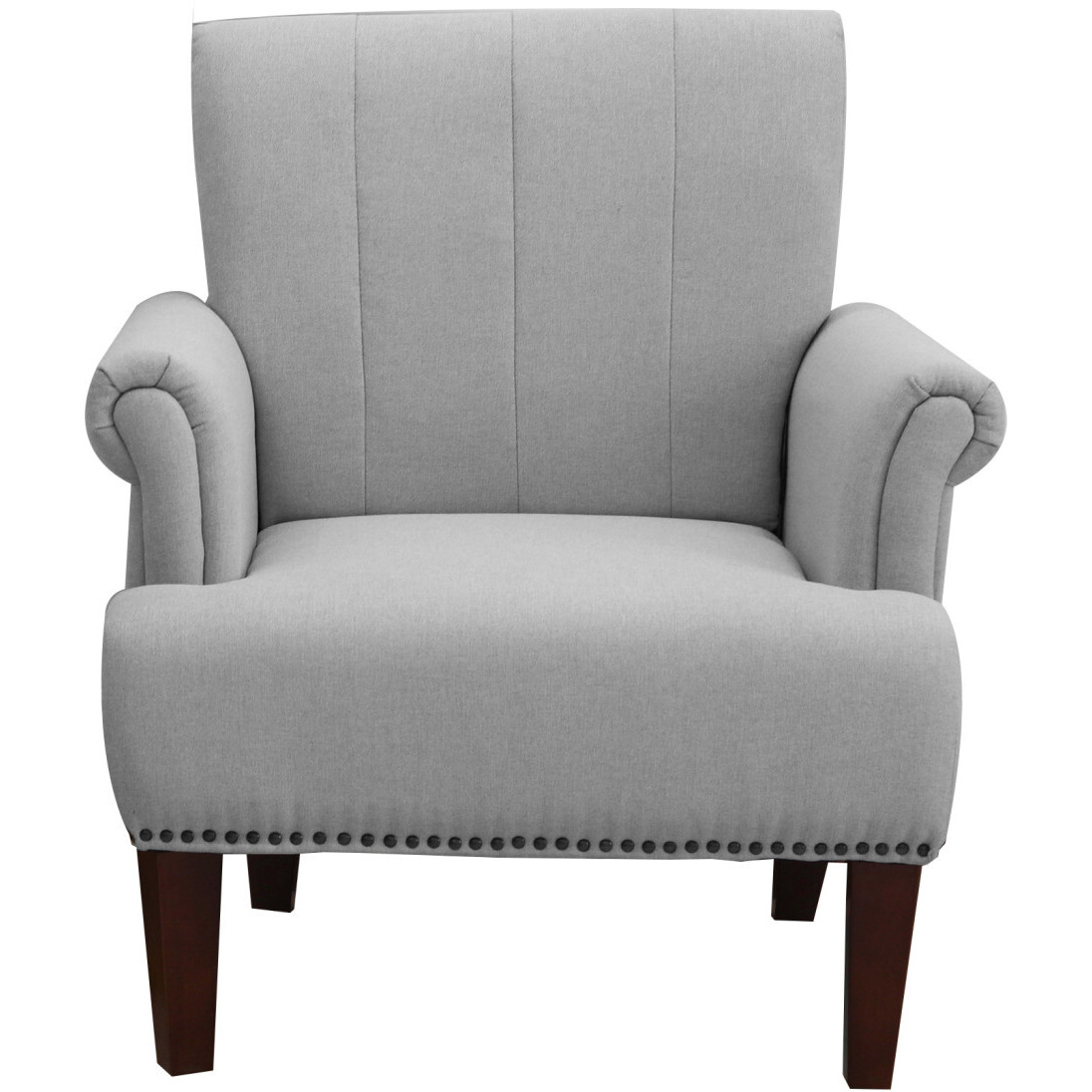 30"" Light Gray And Brown Upholstered Arm Chair