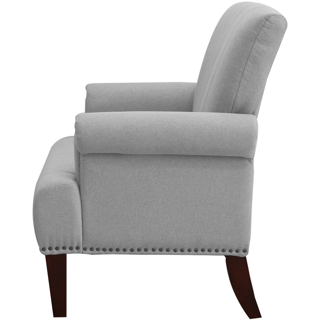 30"" Light Gray And Brown Upholstered Arm Chair