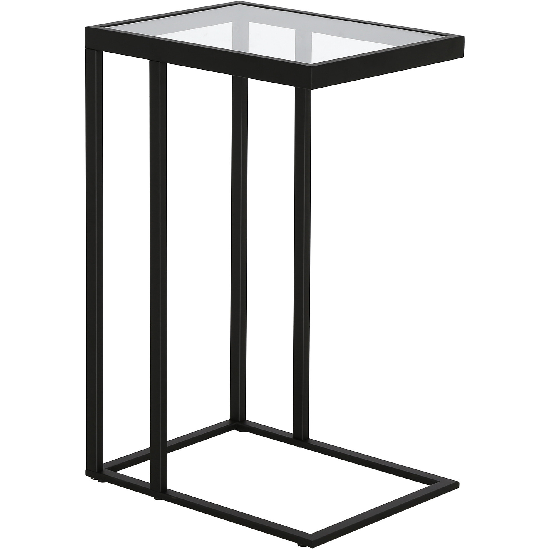 25"" Black And Clear Glass And Steel End Table