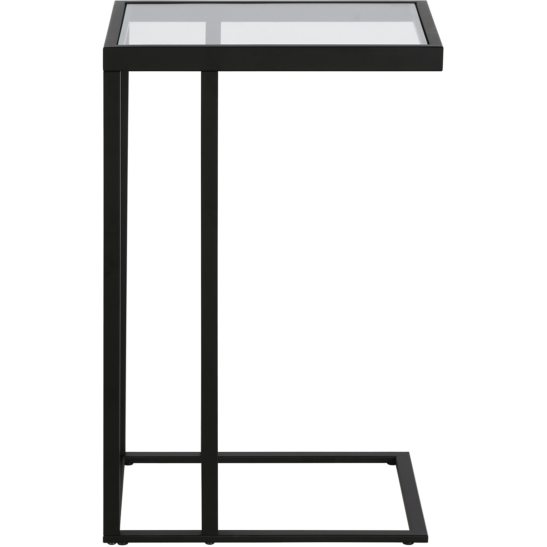 25"" Black And Clear Glass And Steel End Table