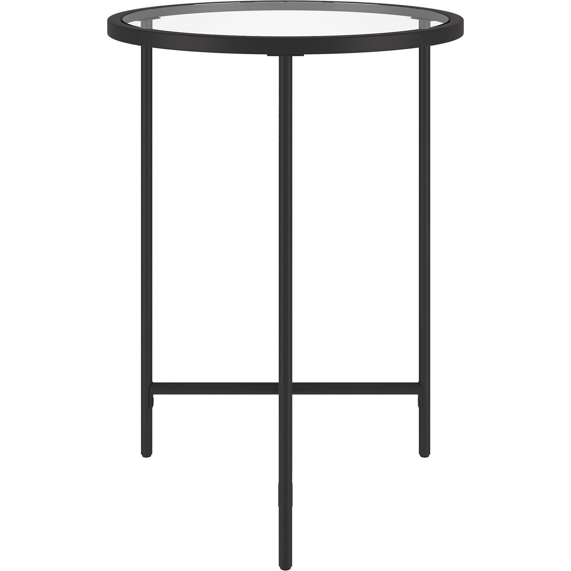 24"" Black And Clear Glass And Steel Round End Table