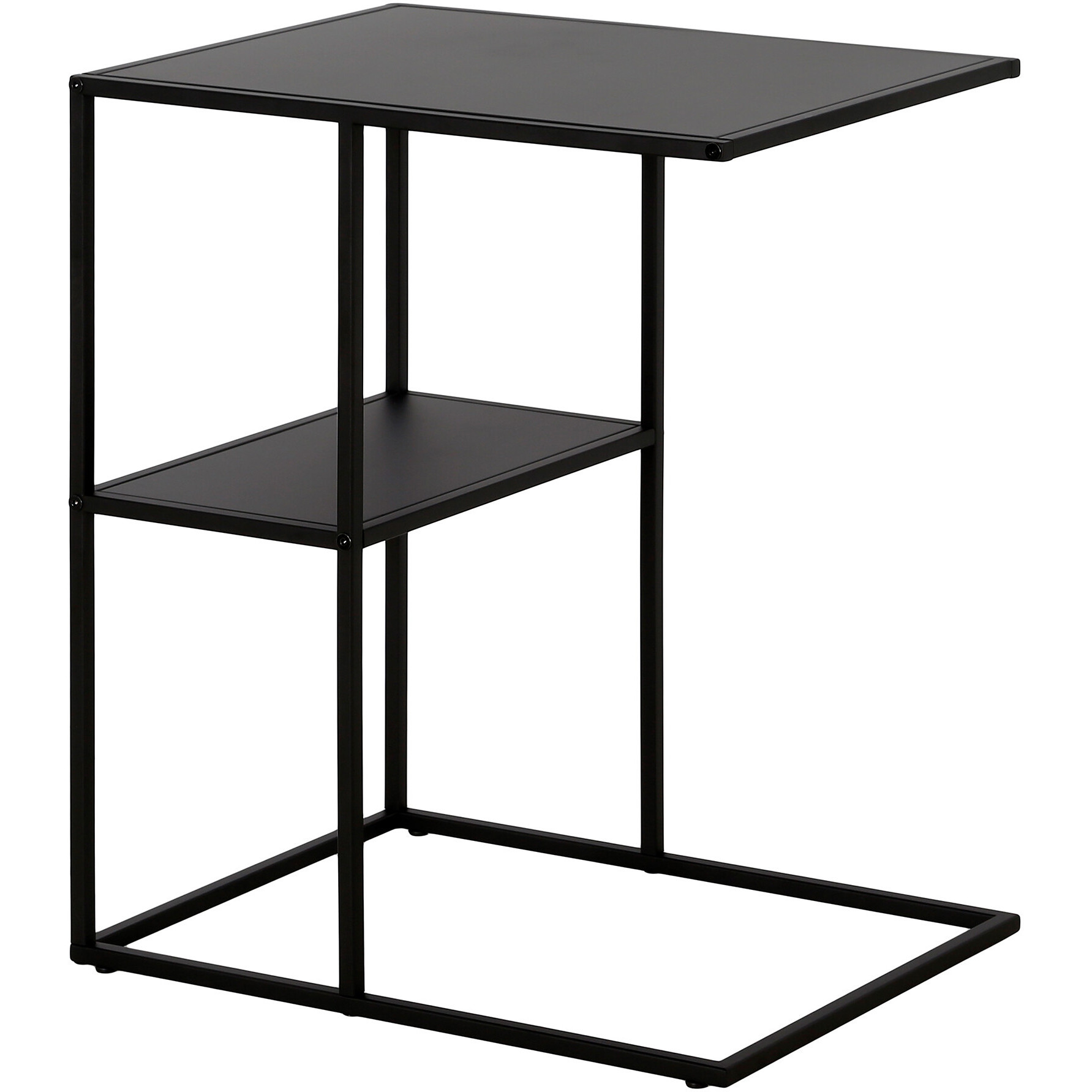24"" Black Steel End Table With Shelf