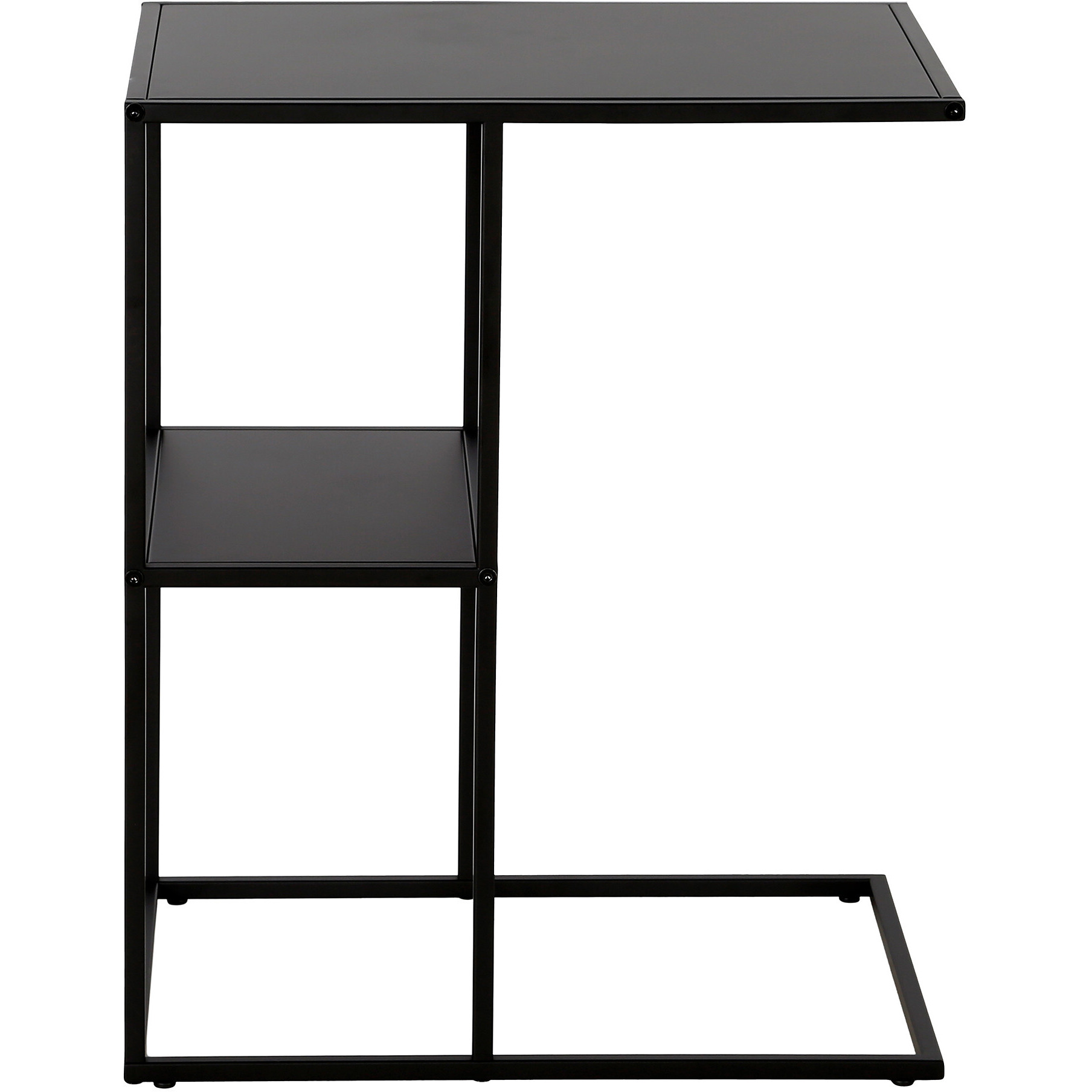 24"" Black Steel End Table With Shelf
