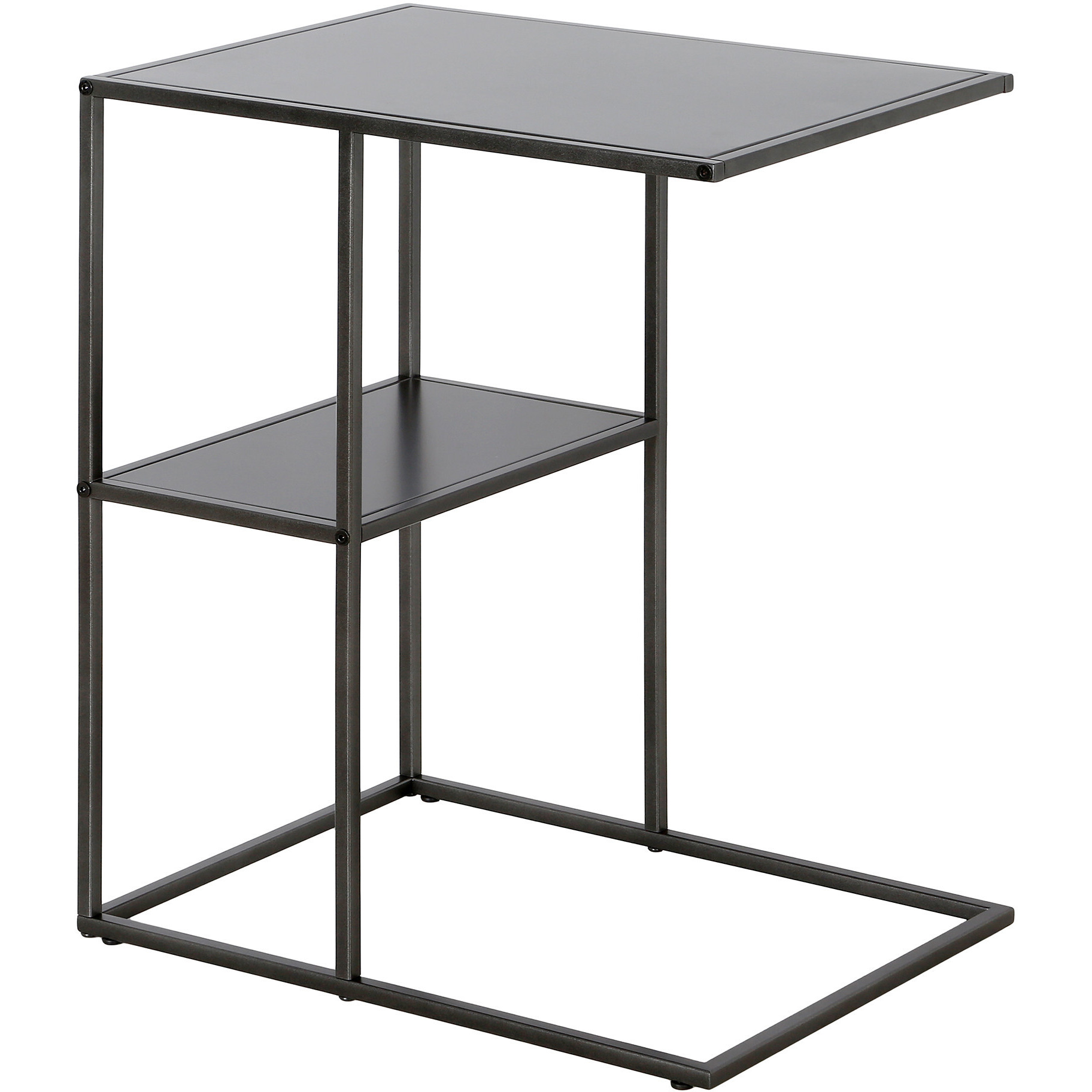 24"" Gray Steel End Table With Shelf