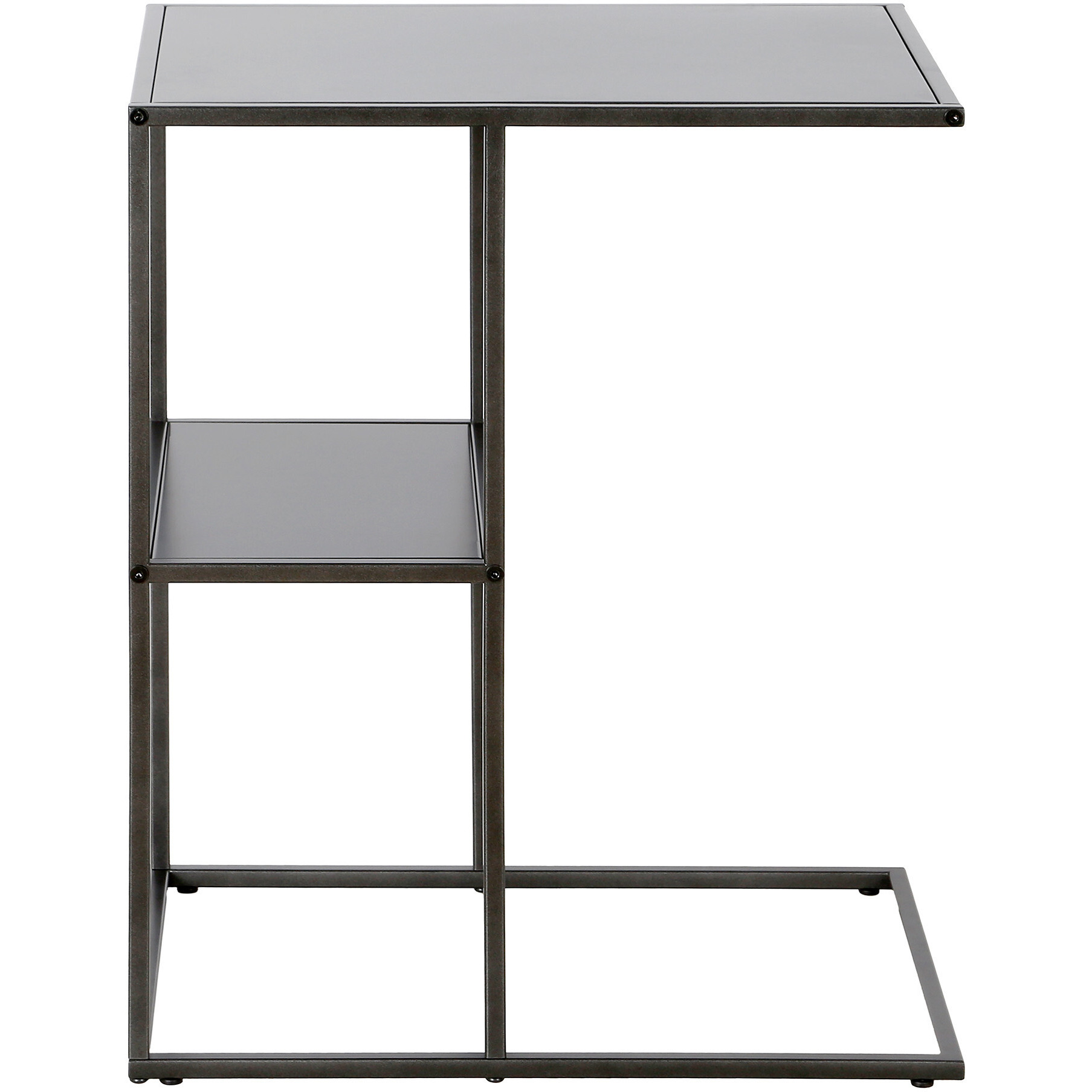 24"" Gray Steel End Table With Shelf