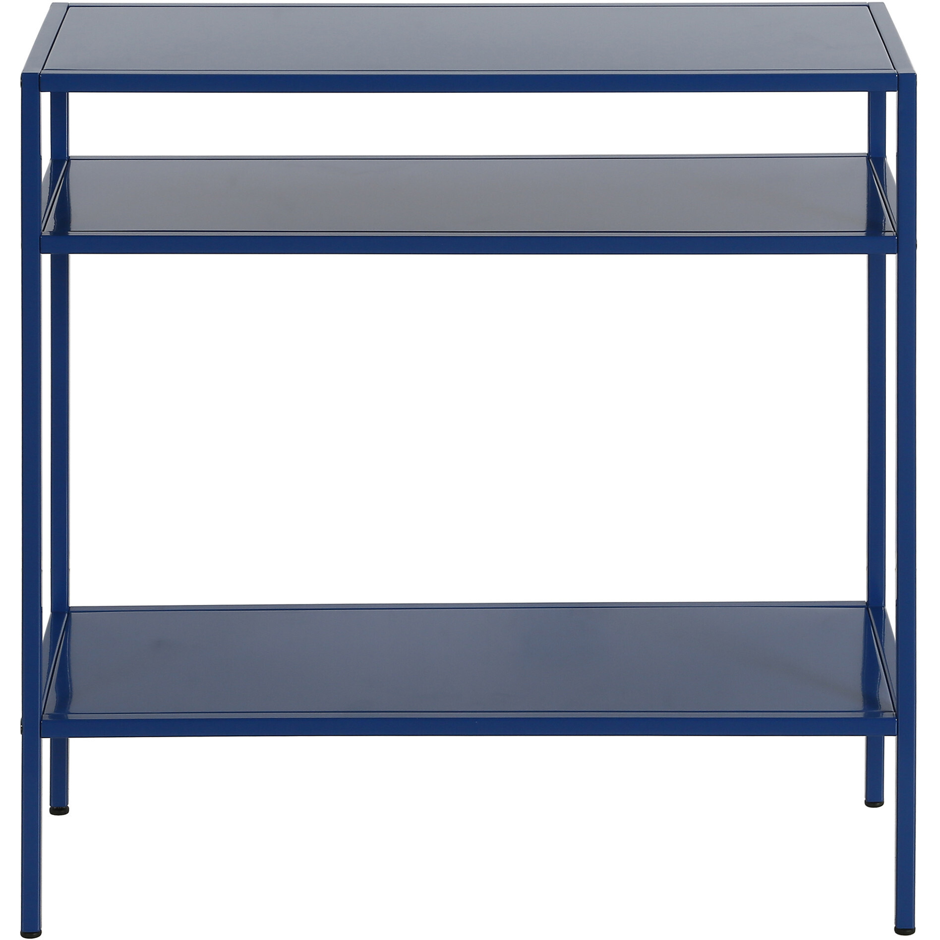 24"" Blue Steel End Table With Two Shelves